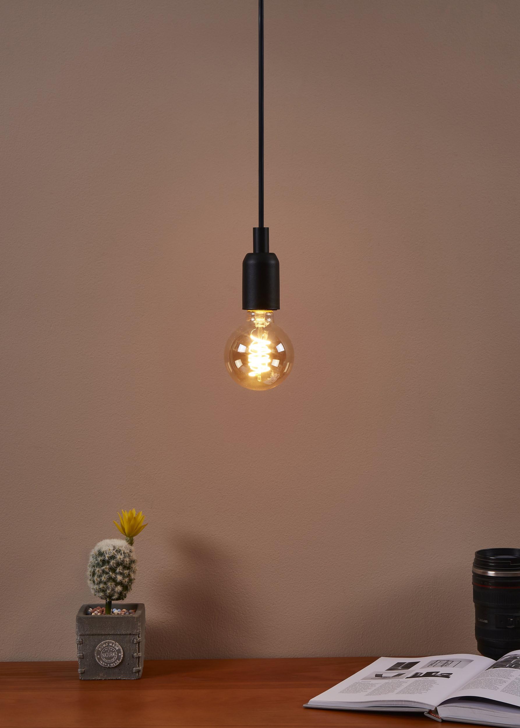 EGLO E27 LED globe gloeilamp dimbaar, vintage Edison spiraal filament lamp Big Size in chroom gestoomd, lichtbron appel vorm extra-groot, 4 Watt, 50 Lumen, warm wit, 2200 Kelvin, 22 cm