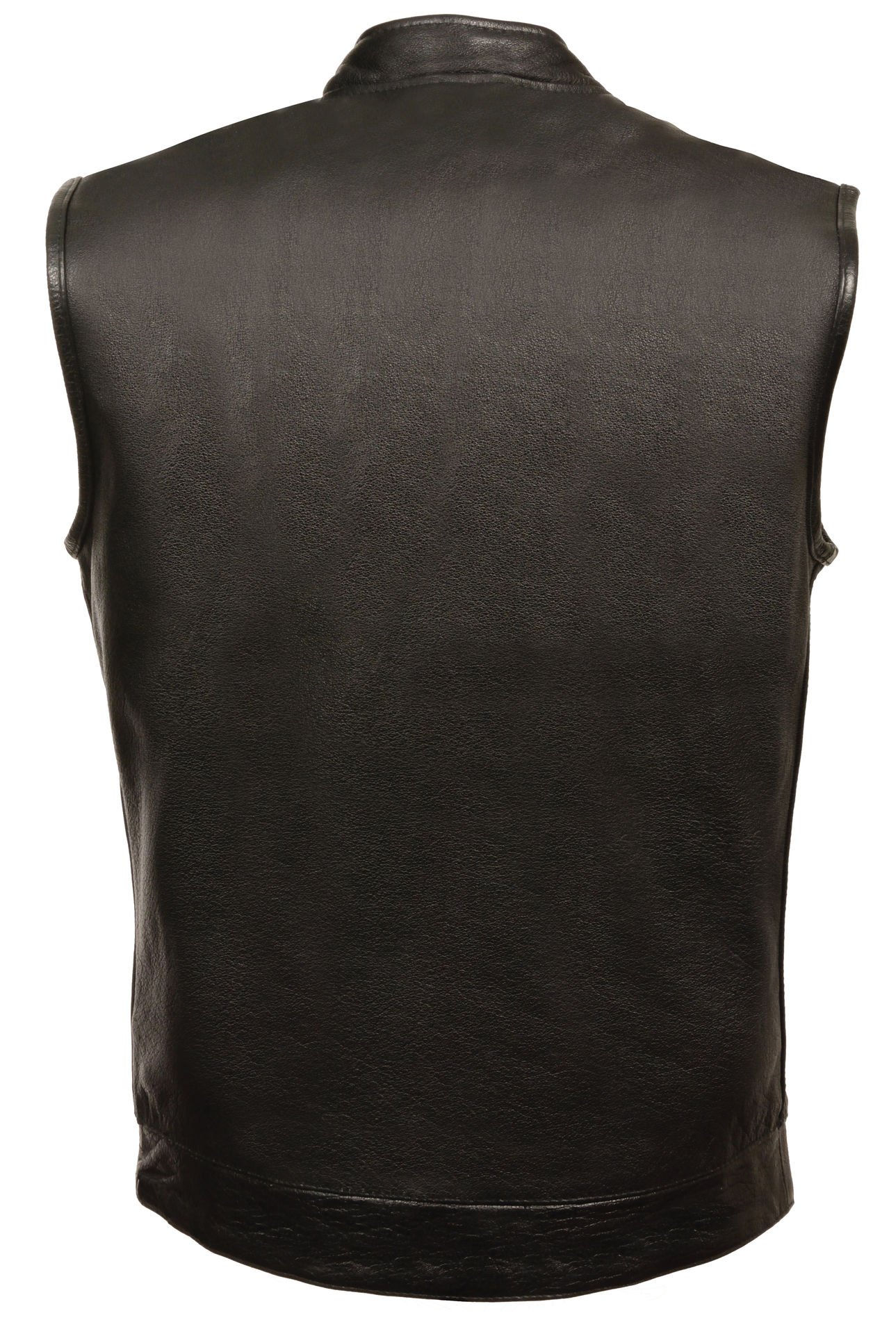 Milwaukee Leather Men's Open Neck Leather Club Style Vest w/Hidden Snaps (Black, XL)