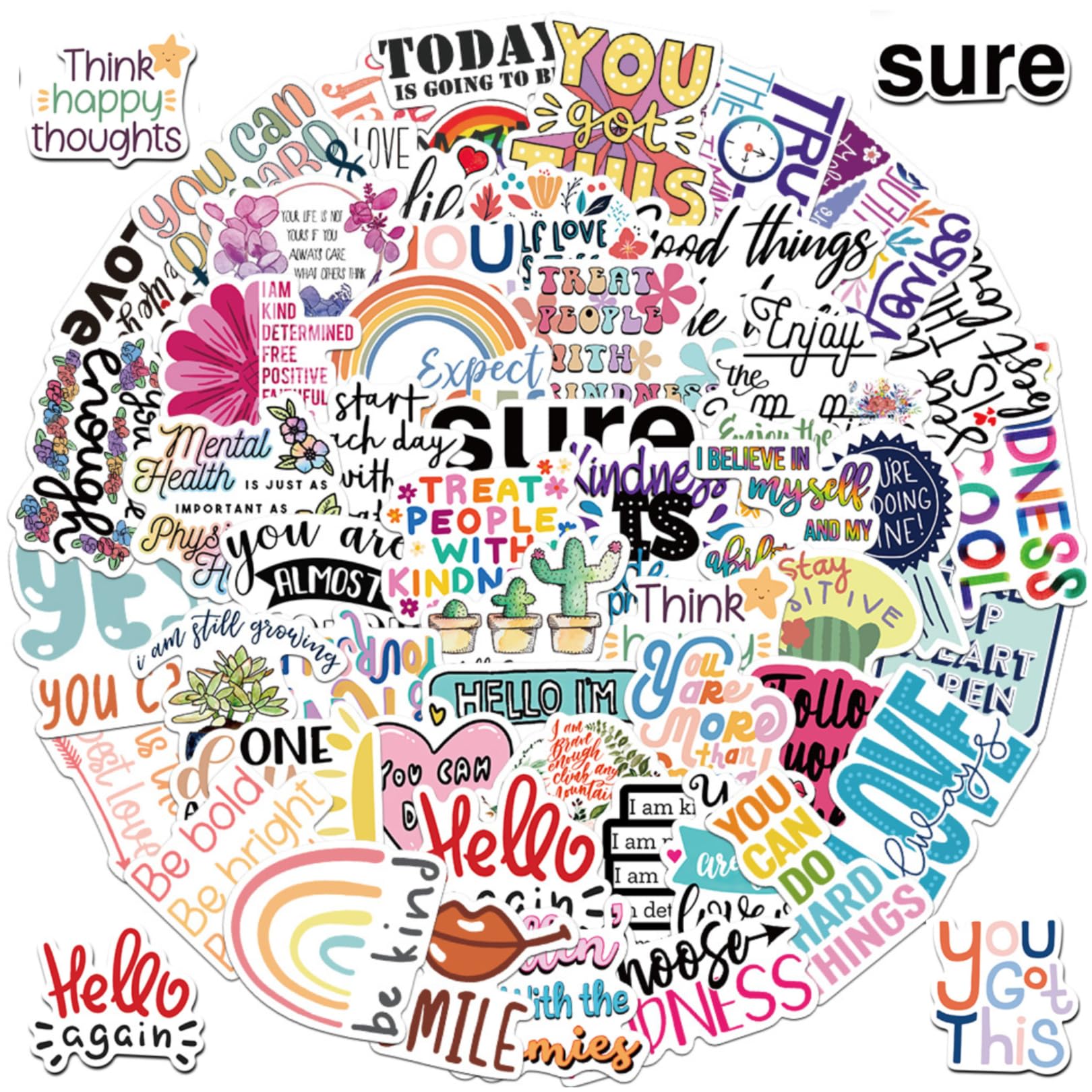 104 Pieces Stickers for Adults,Motivational Stickers,Mental Health Sticker,Preppy Sticker,for Kids,Teens,Adults,to Decorate Laptops,Skateboards,Diaries,Mobile Phones,Etc.