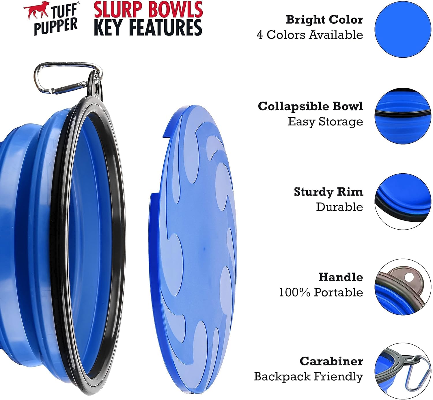 XXL Collapsible Dog Bowl (100oz / 12 Cups) and 27oz Pupflask Portable Water Bottle - Blue