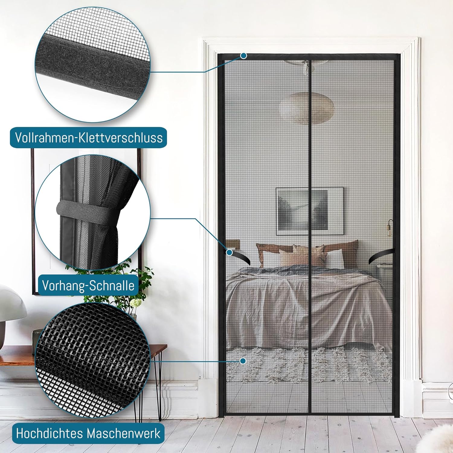 Detail magnetickej sieťky na dvere