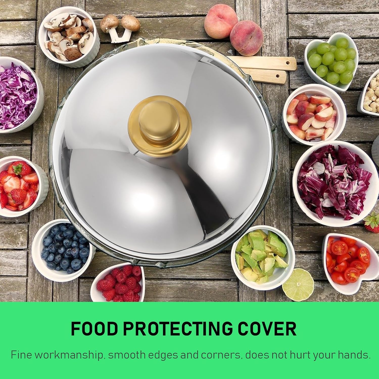 Mikinona Stainless Steel Dome Food Cover 12.5 Inch Kitchen Accessory Food Protector for Restaurant and Home Use Silver