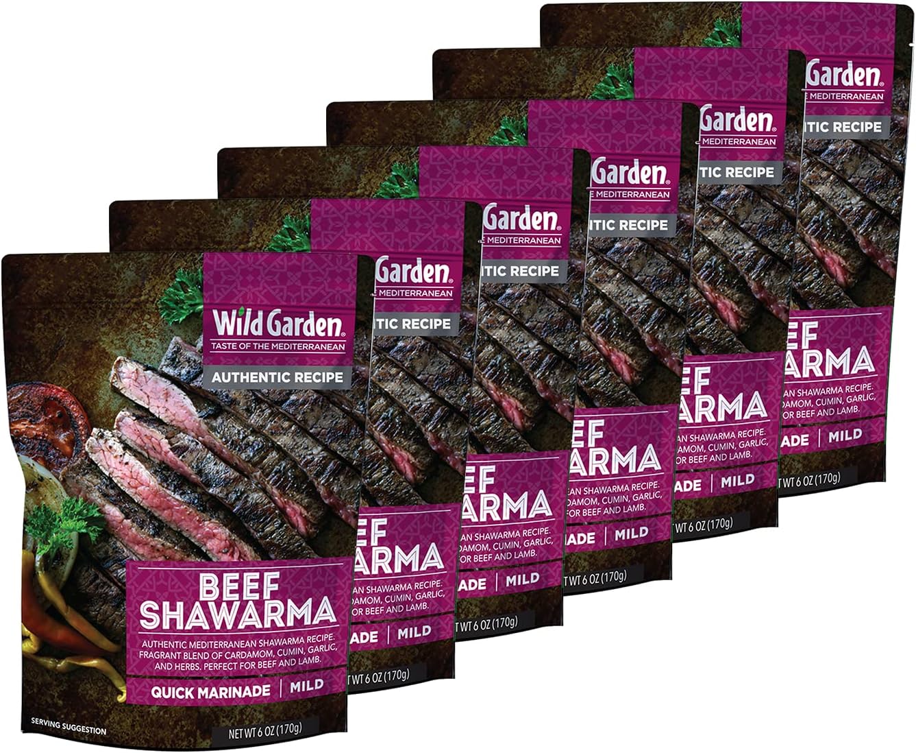 Ready-To-Use Marinade, Gourmet Beef Shawarma Seasoning, Authentic Recipe with No Additives, No Preservatives, Bold, Flavorful, Perfect for Beef! 6oz (Pack of 6)