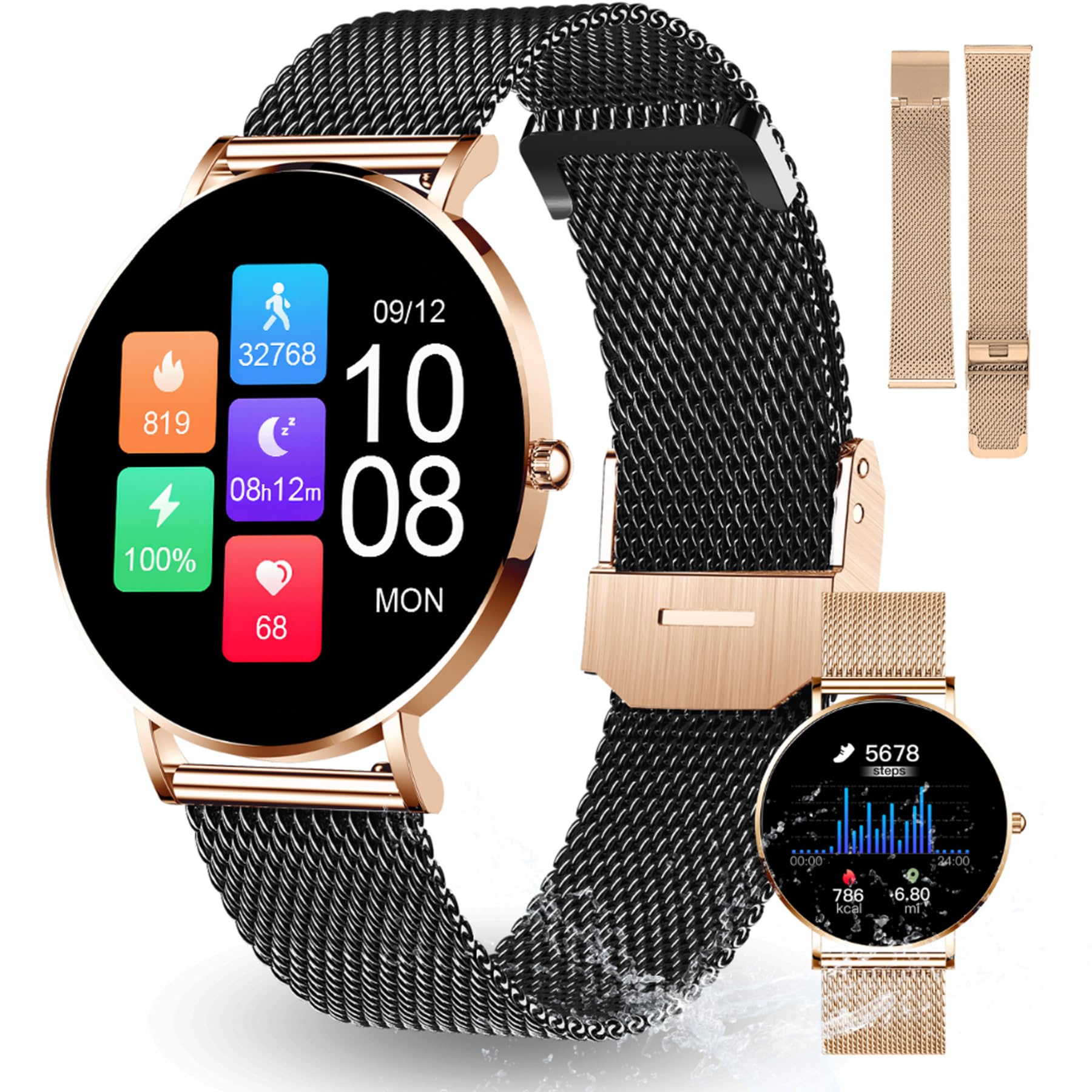 XCOAST SIONA 2 Damen Smartwatch wasserdicht IP68 Herzfrequenz 21 Sportarten 7 Tage Akku
