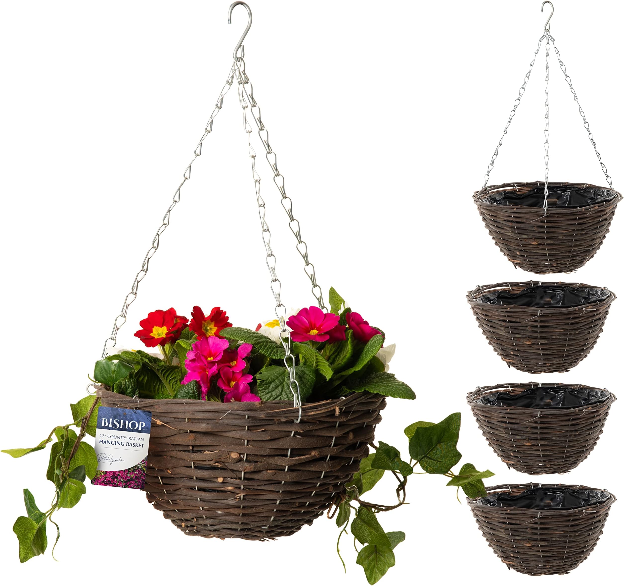 Kingfisher 12in (30cm) Dark Rattan Hanging Basket Amazon.co.uk Home