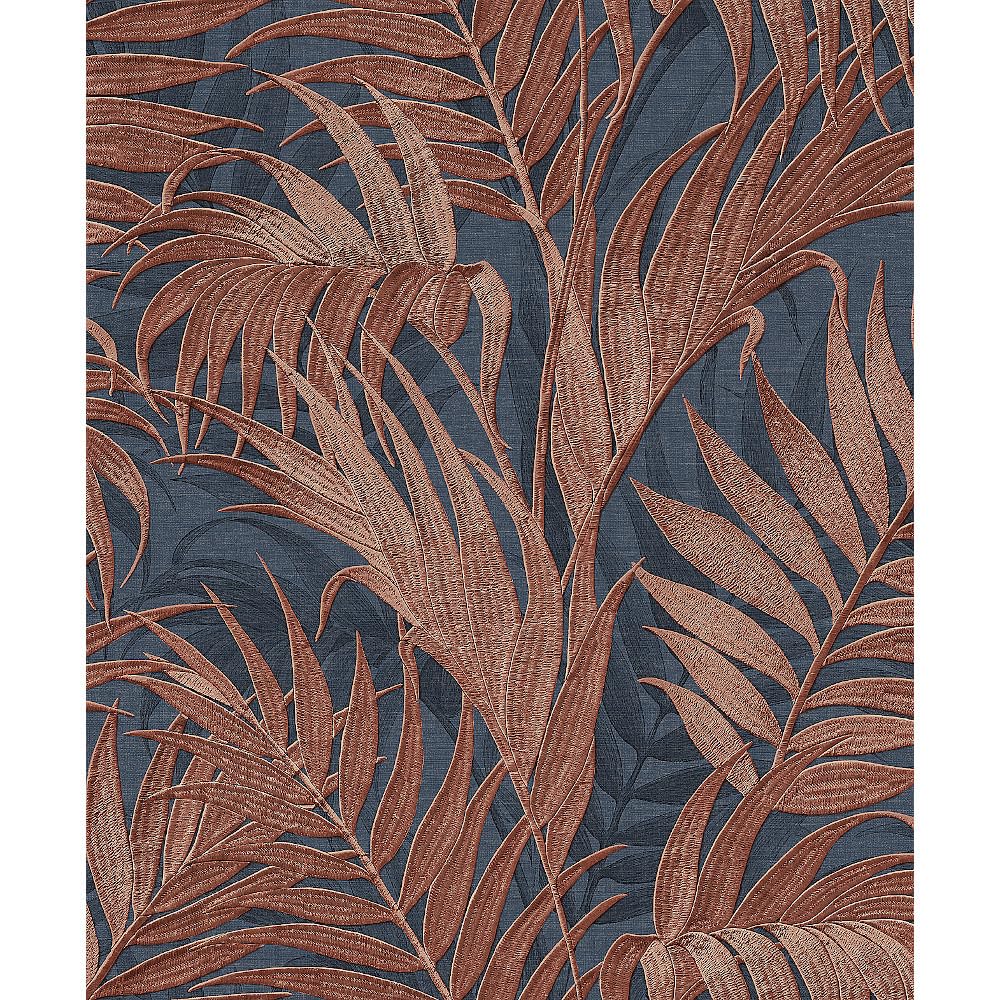 Design ID Wallpaper GR322109 Grace Tropical Palm Leaf Blue & Copper