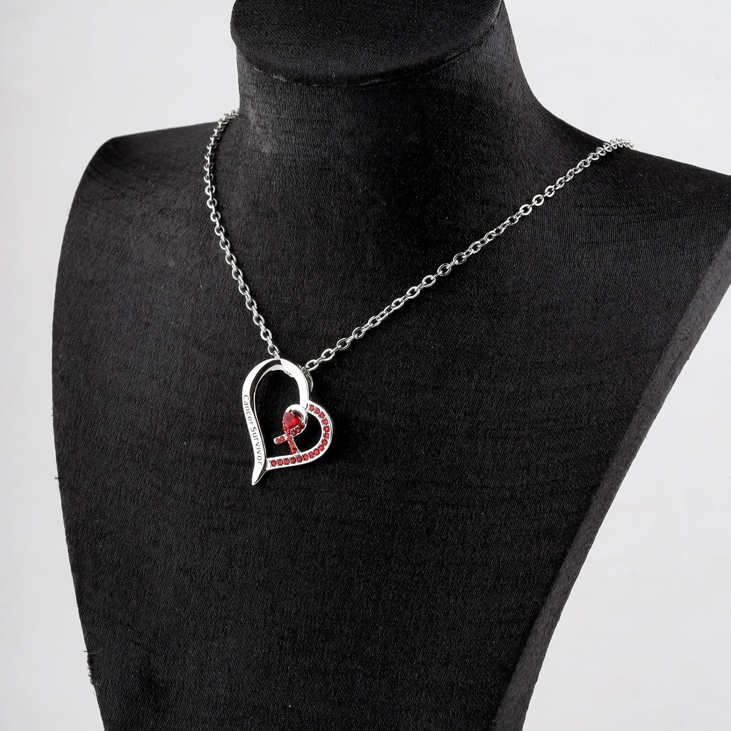HOLLP Heart Disease Red Awareness Ribbon Necklace Red Awareness Ribbon Charm Necklace for Women - Image 5