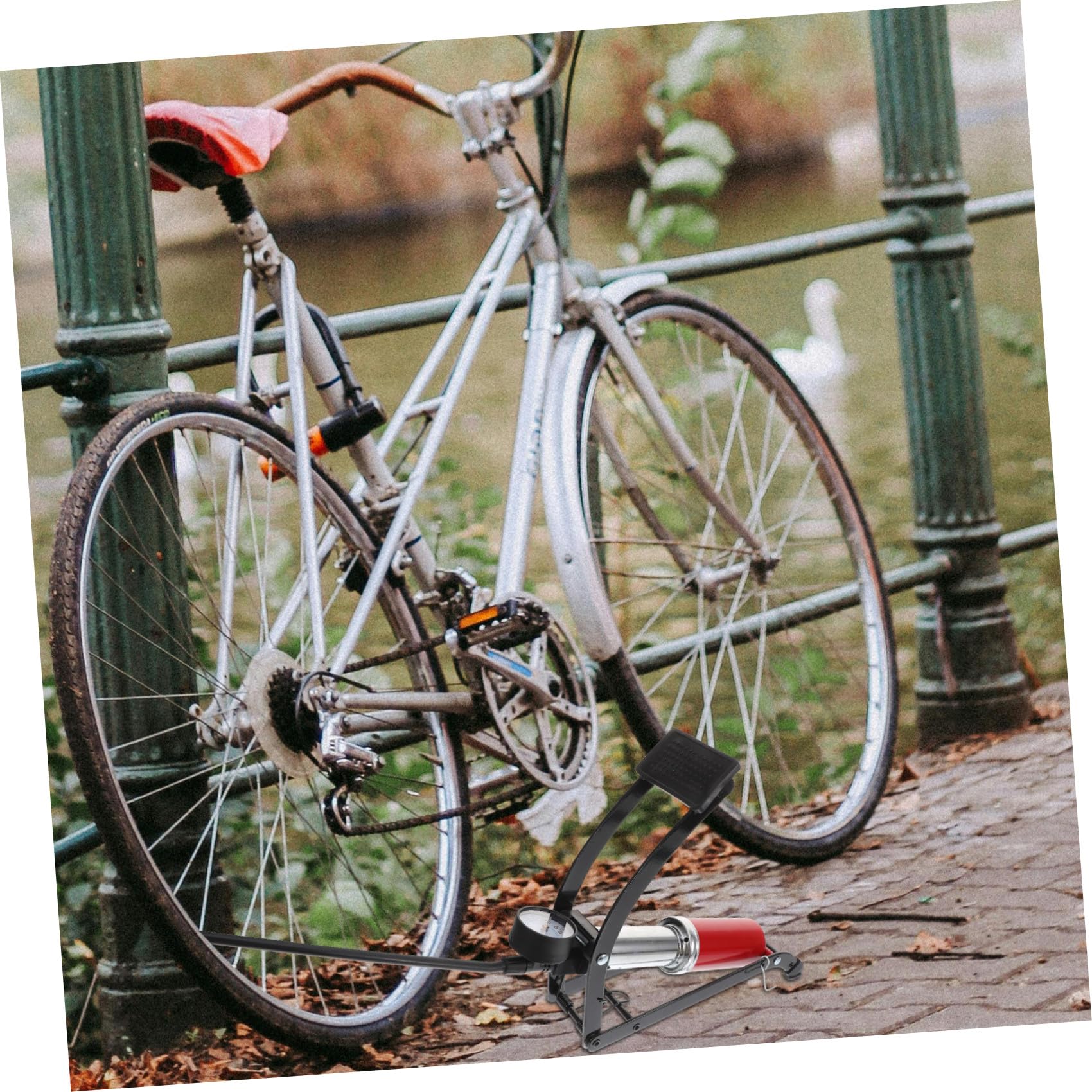 Gatuida Pompa Bici Verticale Portatile Alta Pressione con Gonfiatore Versatile per Bicicletta Auto Accessorio Ciclistico e Resistente con Funzionamento Facile e Rapido