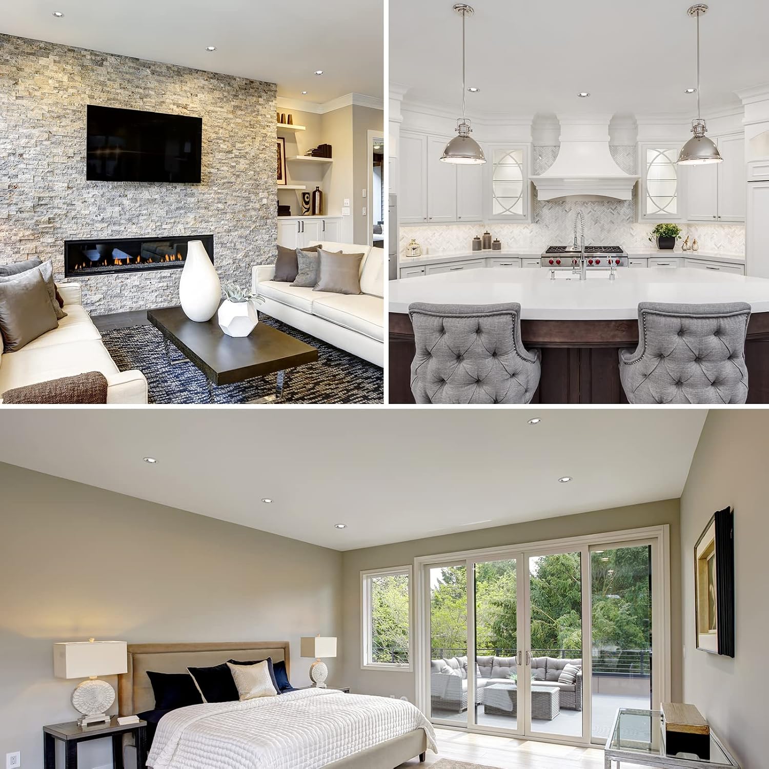 LUXRITE 4 Inch LED Recessed Lighting with Junction Box, 15W, 5 Color Selectable 2700K-5000K, 1100 Lumens, 40° Spotlight, Dimmable Downlight, Wet Rated, IC Rated - Brushed Nickel - Image 6