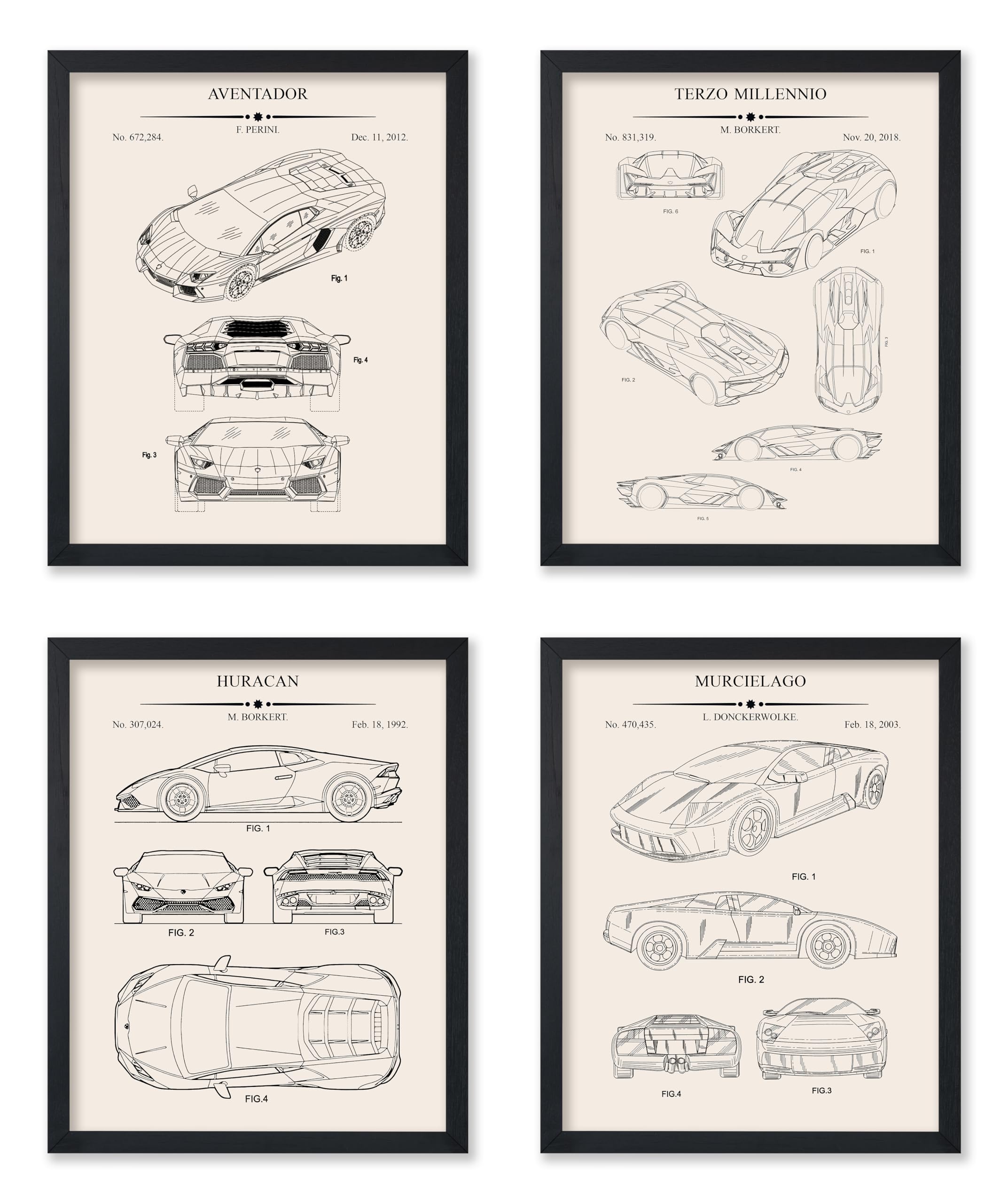 Amazon.com: Poster Master 4-Piece Luxury Cars Blueprint Print