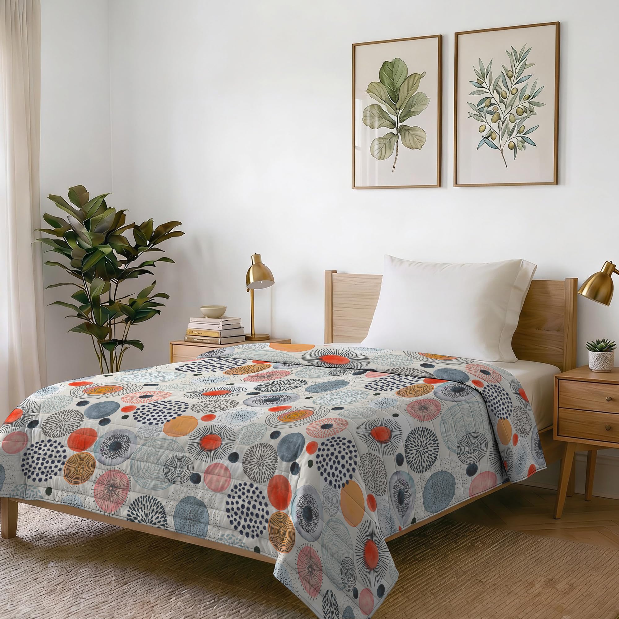 Italian Bed Linen Fantasy Microfibre Summer Quilt, Single 170 x 270 cm, Watercolour