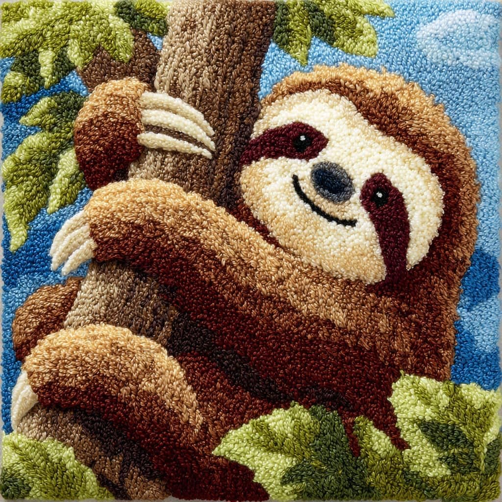 WallustrioaW Latch Hook Cushion Kits for Adults,Animal Sloth