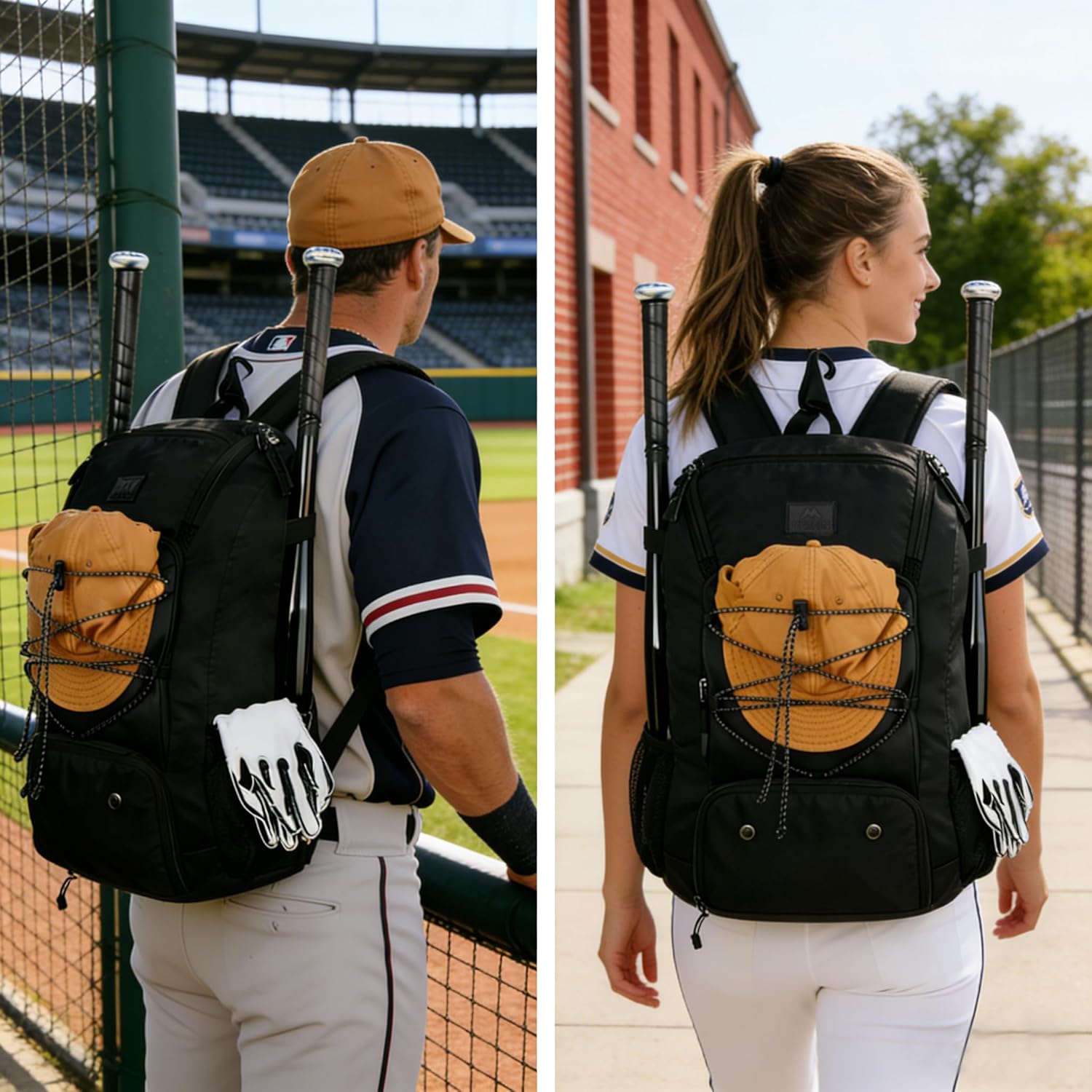 MATEIN Baseball Backpack, Softball Bat Bag with Shoes Compartment for Youth, Boys and Adult, Lightweight Baseball Bag with Fence Hook Hold TBall Bat, Batting Mitten, Helmet, Caps, Teeball Gear - Image 2