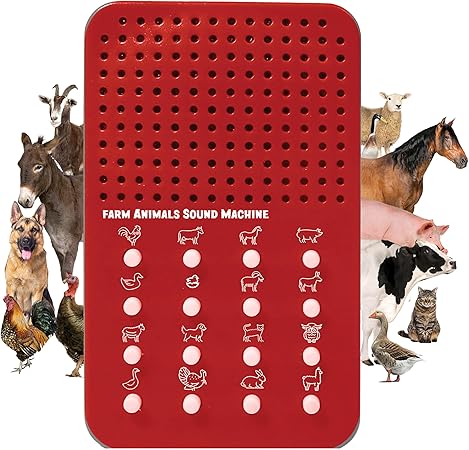 Farm Noisemaker with 16 Farm Animal Sounds, Cow, Chicken, Horse, and More Animal Noises, Portable Electronic Sound Maker Farm Themed Sound Board For Kids With 16 Effects, Birthday Noise Maker Toy Gift