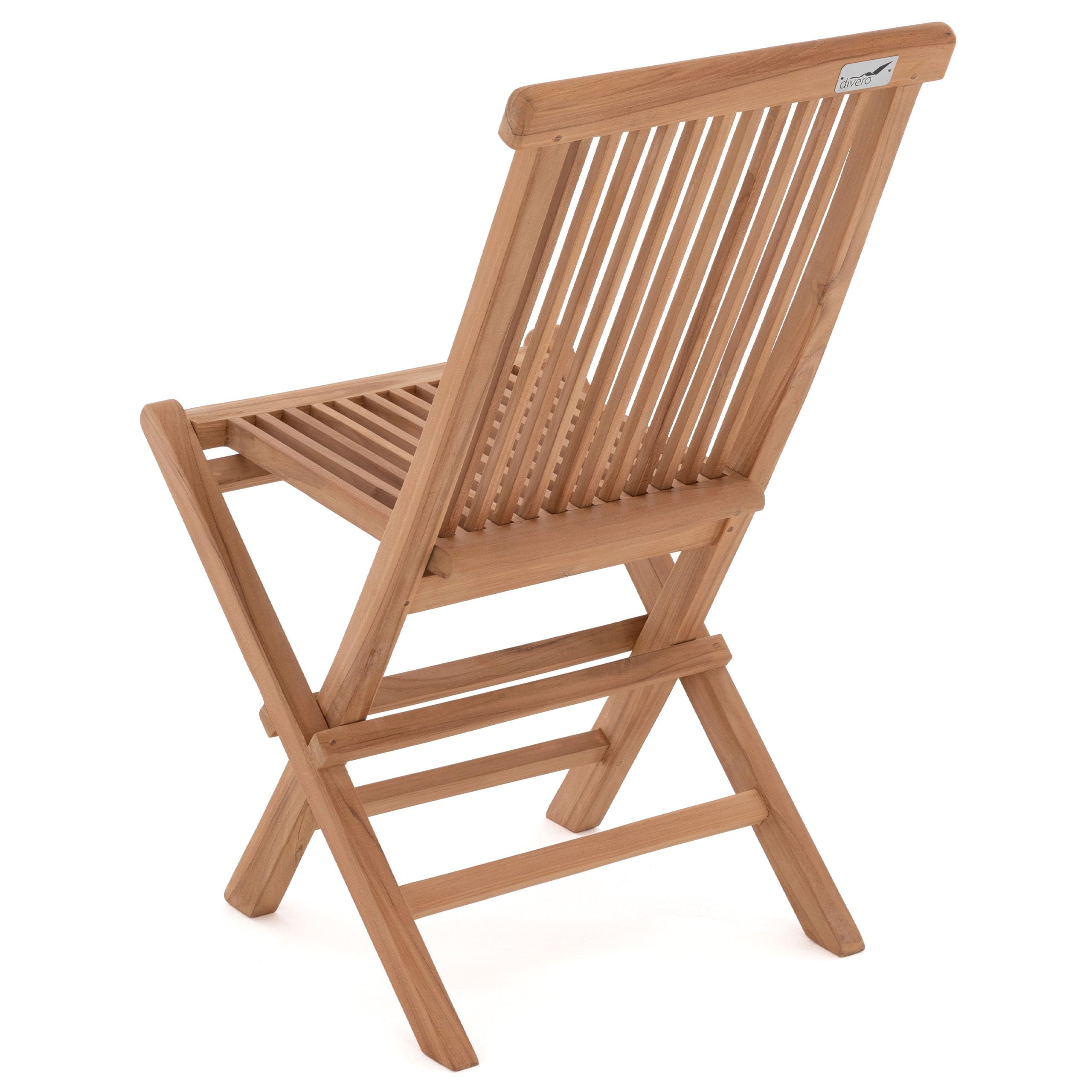 Divero 4er Set Klappstuhl Positano aus Teakholz, behandelt - Farbe: Braun