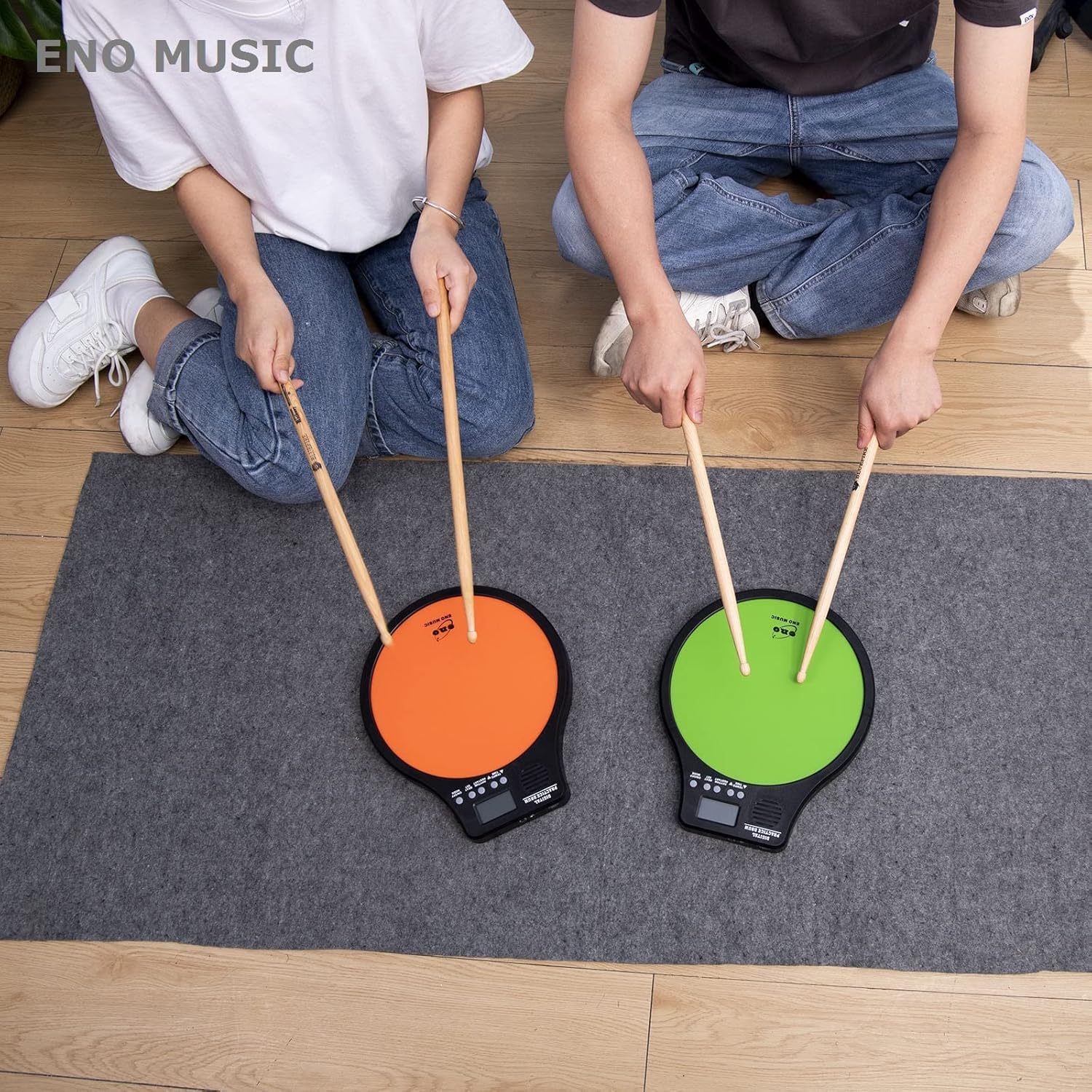 ENO MUSIC Beginner Rubber Drum Practice Pad with Audible Metronome 2 in 1 Percussionists Rhythm Training Tool