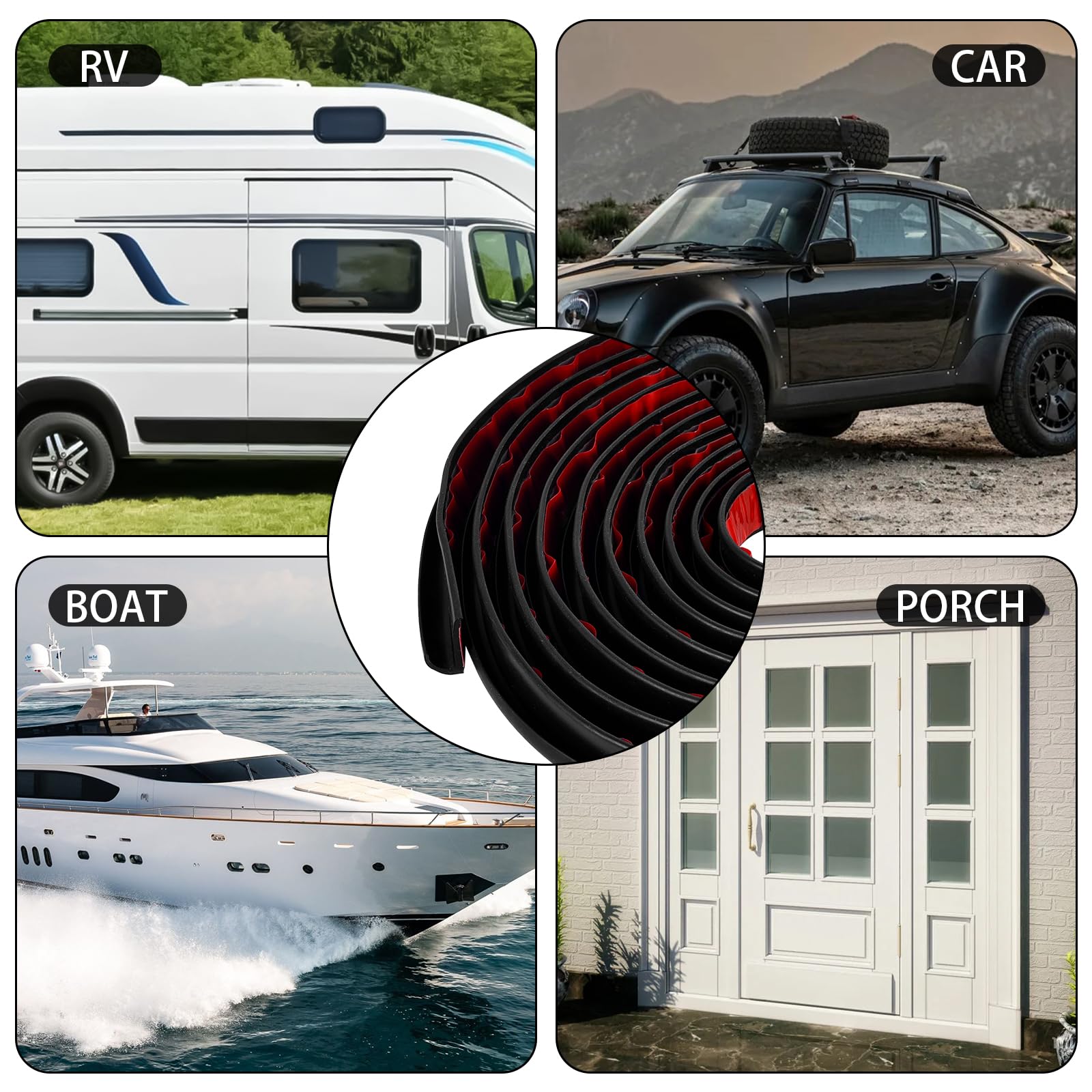 Canaleta de lluvia en forma de J, TPE autoadhesiva para autocaravana, tira de desvío de lluvia para techo, perfil de protección de borde largo para vehículo, camión, autocaravana, barco, coche