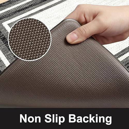 Vista 688 de KIMODE - Juego de 2 tapetes de cocina bohemios, antifatiga, antideslizantes, impermeables, ergonómicos, acolchados, cómodos, para lavandería, Caqui