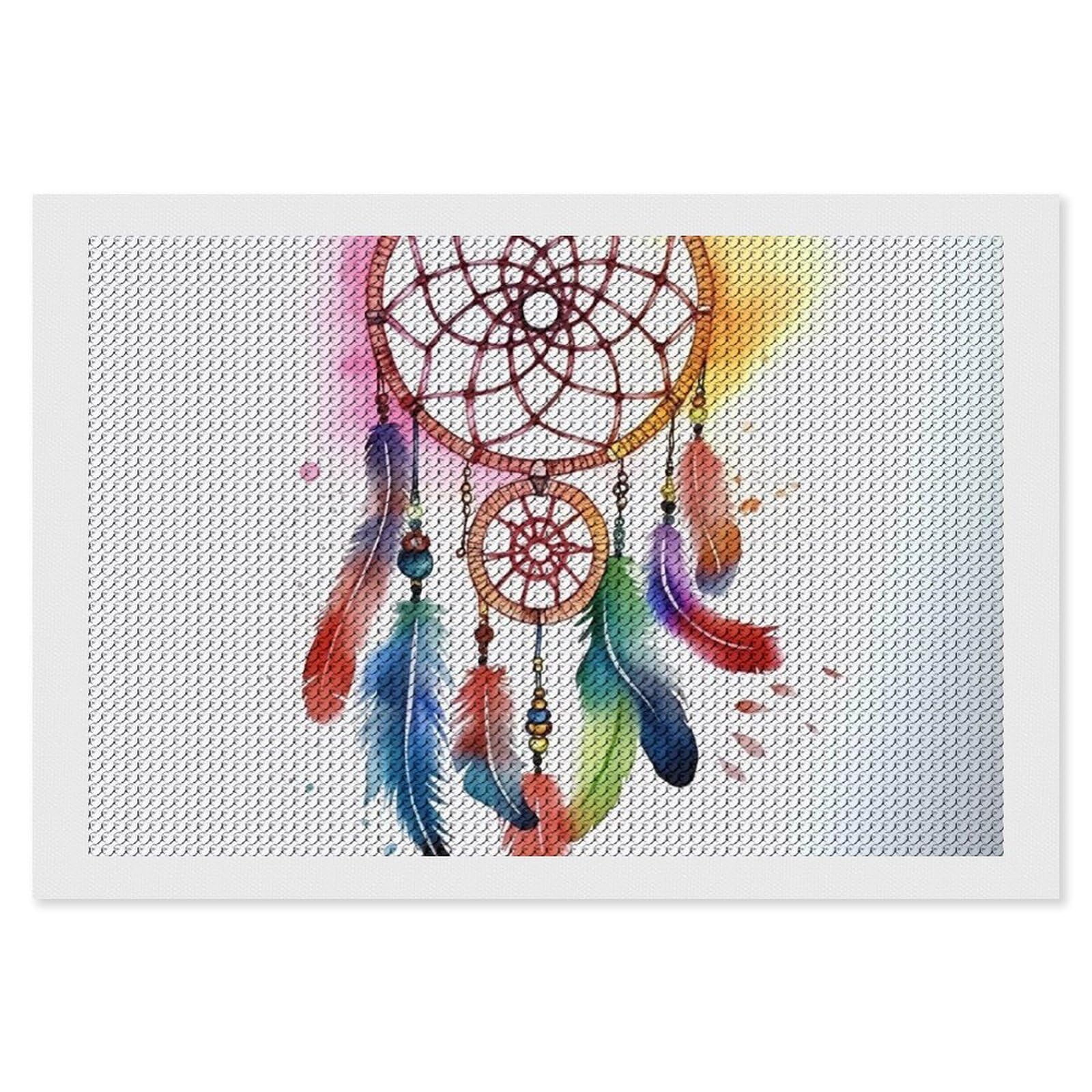Watercolor Dream Catcher Diamond Art Kits for Adults, DIY 5D Diamonds Painting Kits for Beginner, Round Full Drill Diamond Dots Painting, 8"x12" Diamonds Pictures Gem Art and Crafts Wall Decor