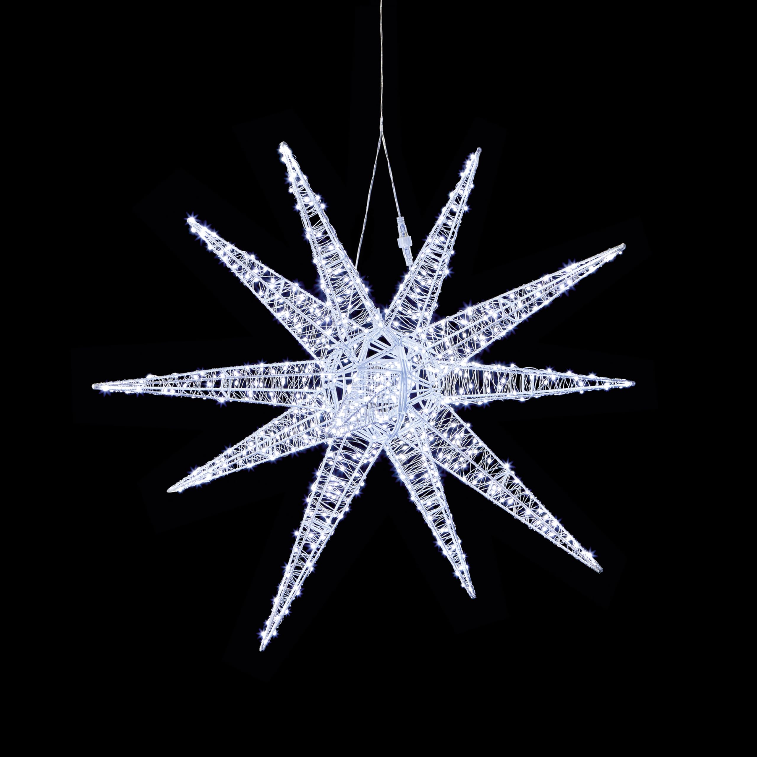 Premier Decorations Limited Premier 3D Hanging Light Up Starburst With 720 White Leds from B&Q