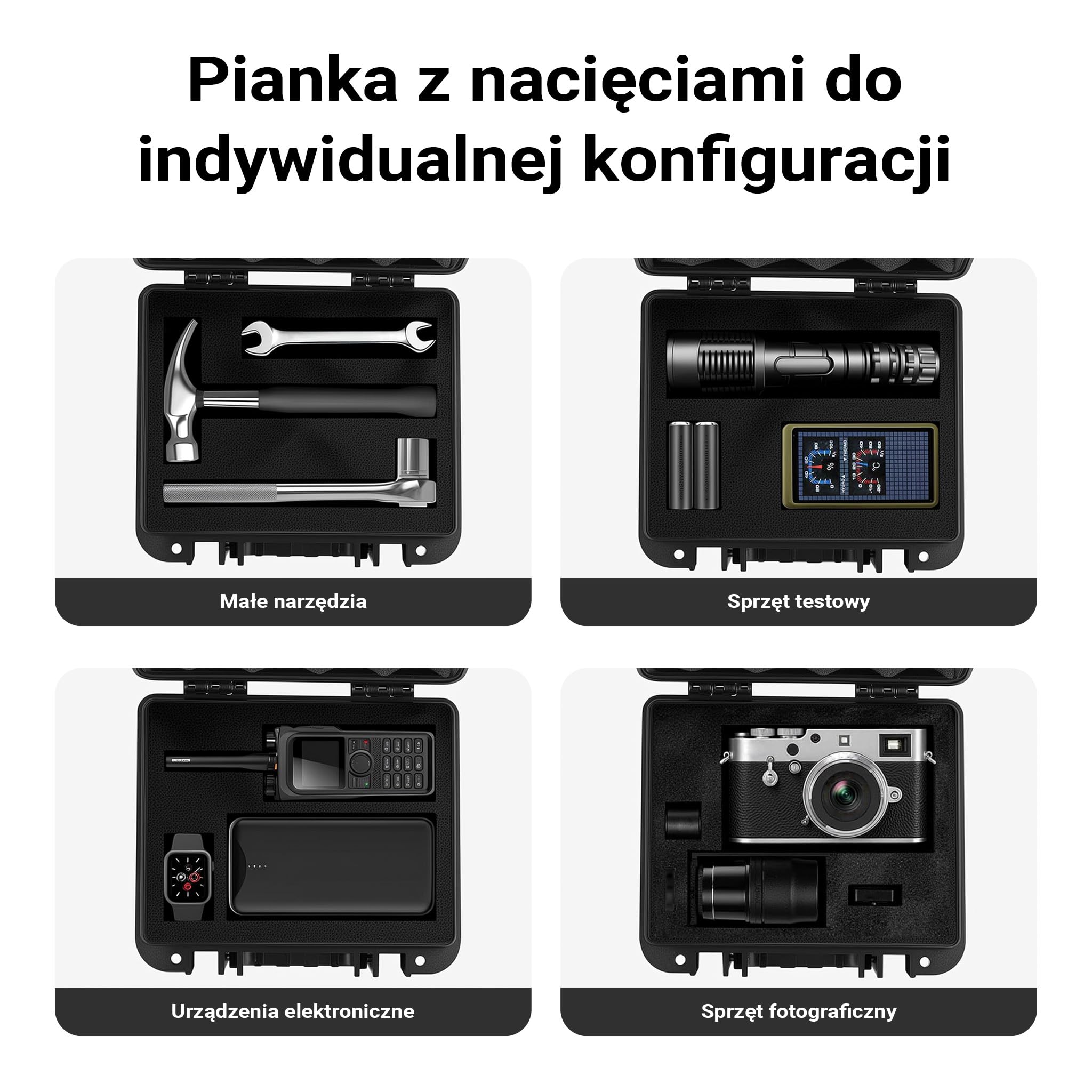 Wiltec Walizka uniwersalna 36,2 x 31 x 17,5 cm z pianką, wodoodporny kufer z PP i włókna szklanego do transportu sprzętu wrażliwego
