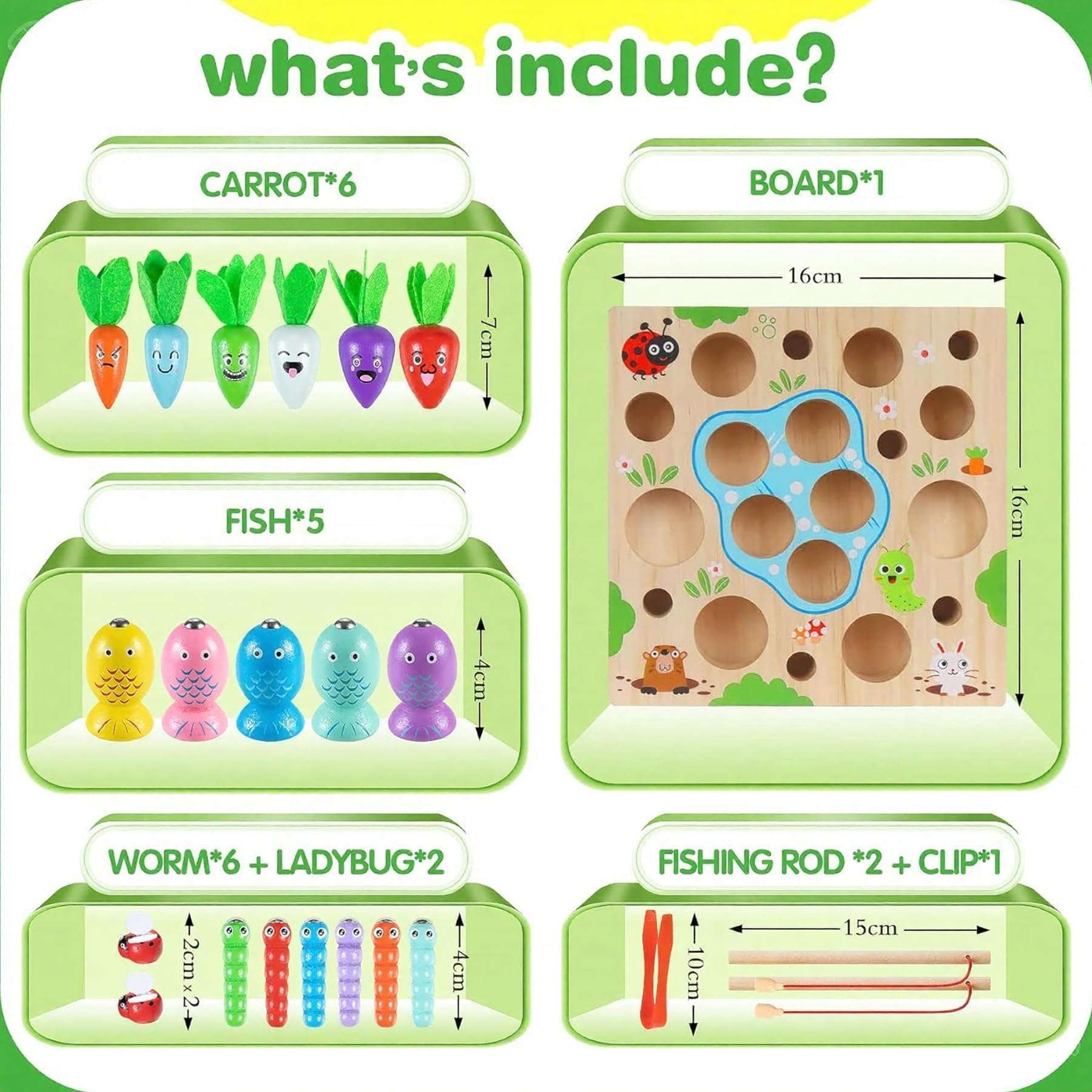 COOLJOY Giochi Montessori 2 3 Anni | 4 in 1 Magnetici di Pesca in Legno Abilità Motorie Giocattoli Educativi | magnetici Gioch| Compleanno Regalo per 2 3 4 Anni Bambini Ragazzi
