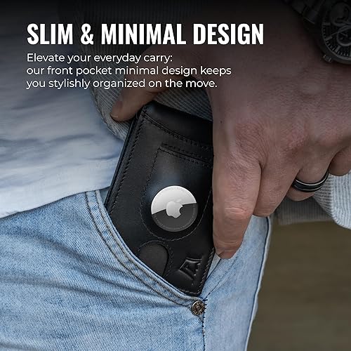 Miniatura 6 de Kings Loot Billetera inteligente rastreable para Airtag para hombre, delgada Cartera de cuero de primera calidad con bloqueo RFID con soporte