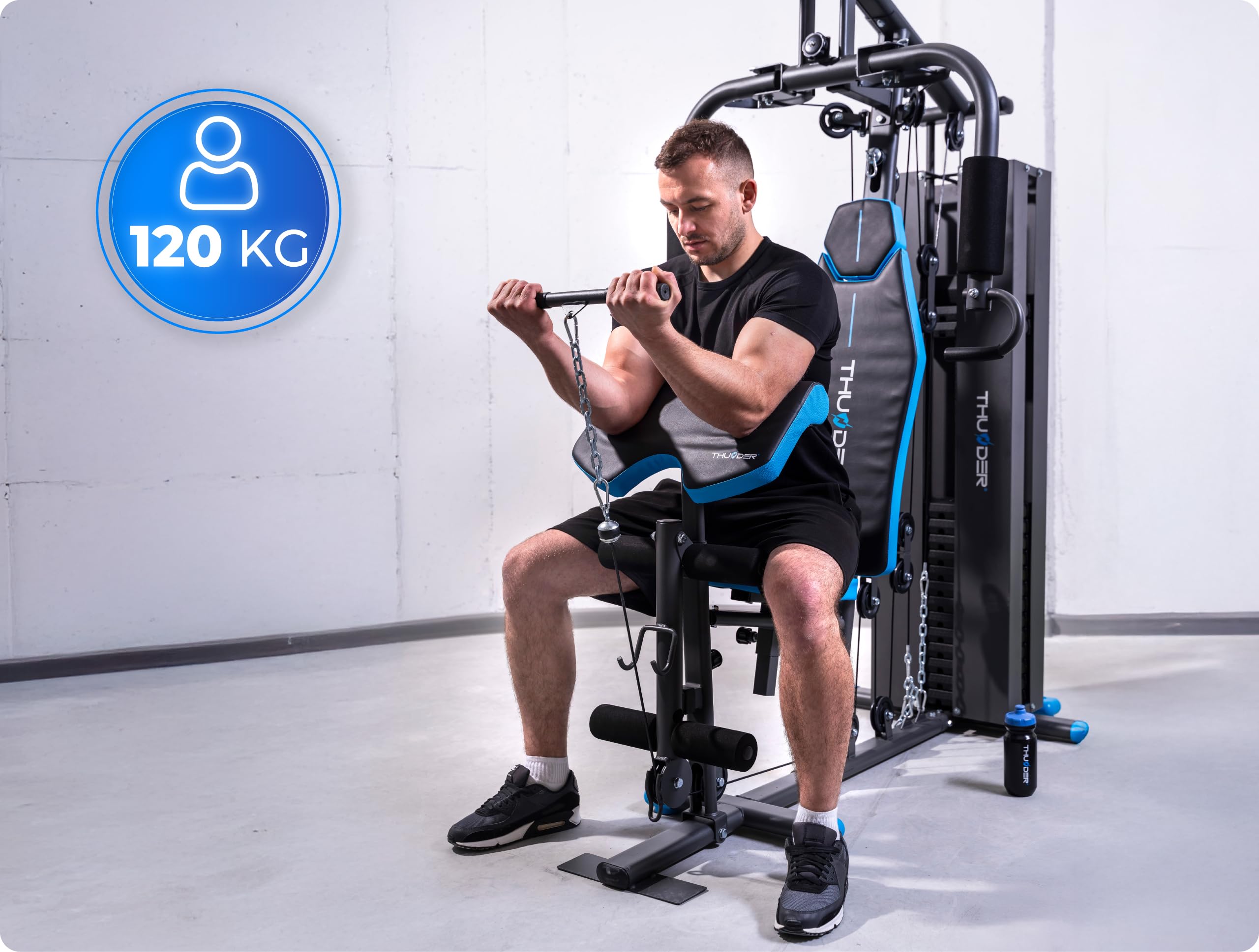 THUNDER Multifunktionale Kraftstation Home Gym Fitnessstation mit Kabelzug & Muskelaufbau Training