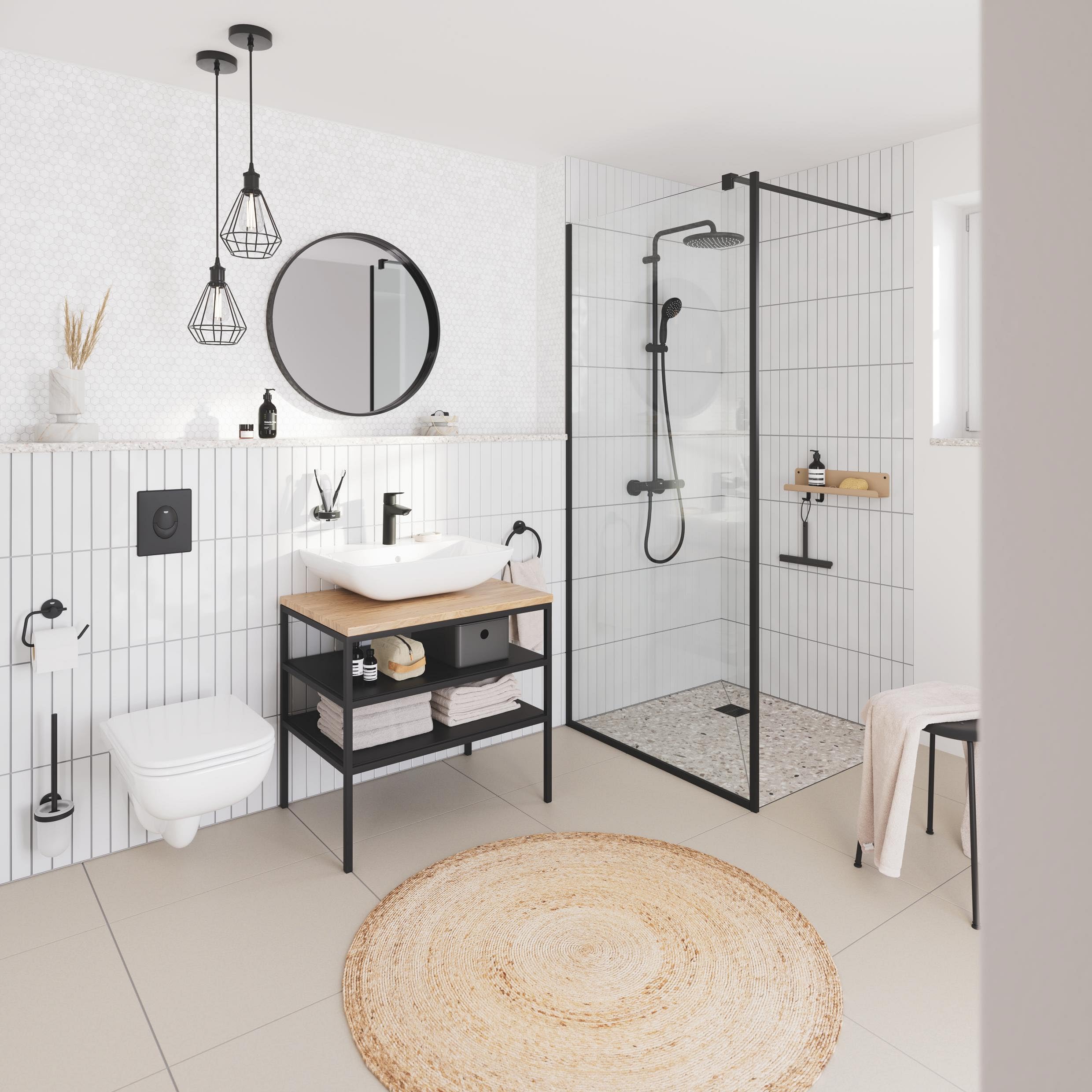 GROHE Start Placca di comando per WC sospeso QuickFix (acqua e funzionamento Start & Stop), colore: Nero opaco 389642430