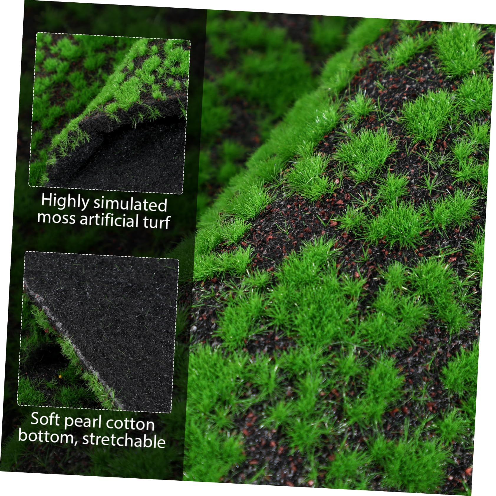 Musgo Artificial de Espuma Perlada, Césped Decorativo Verde para Patio