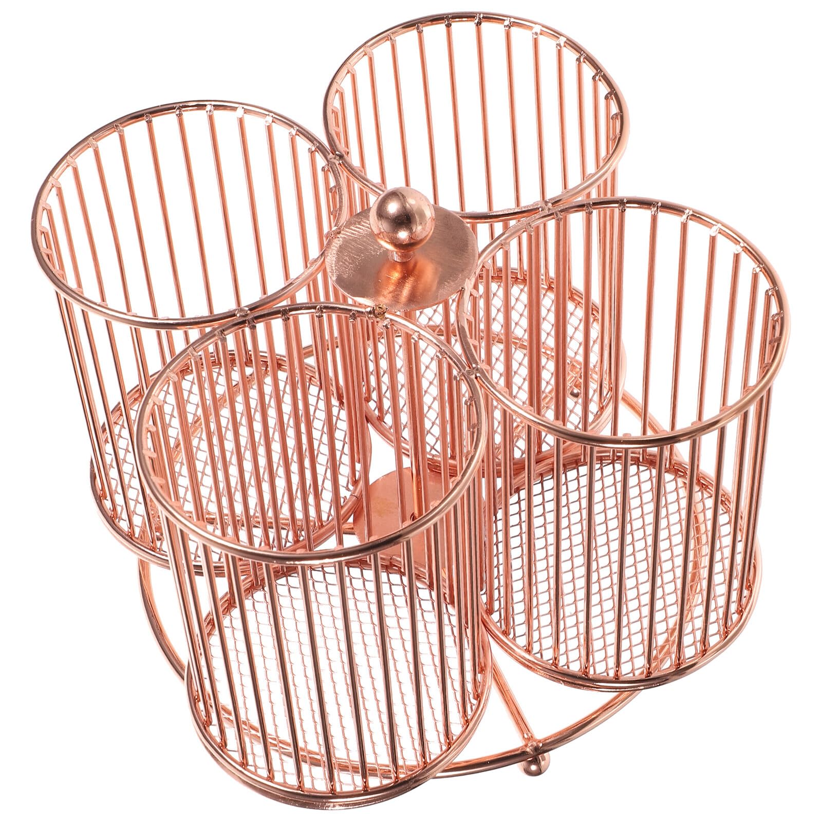 Alipis Portapenne Girevole in Metallo Rosa Oro Organizer da Scrivania Multiuso con Rotazione Supporto Resistente per Penne Pennelli Trucco e Accessori Ufficio