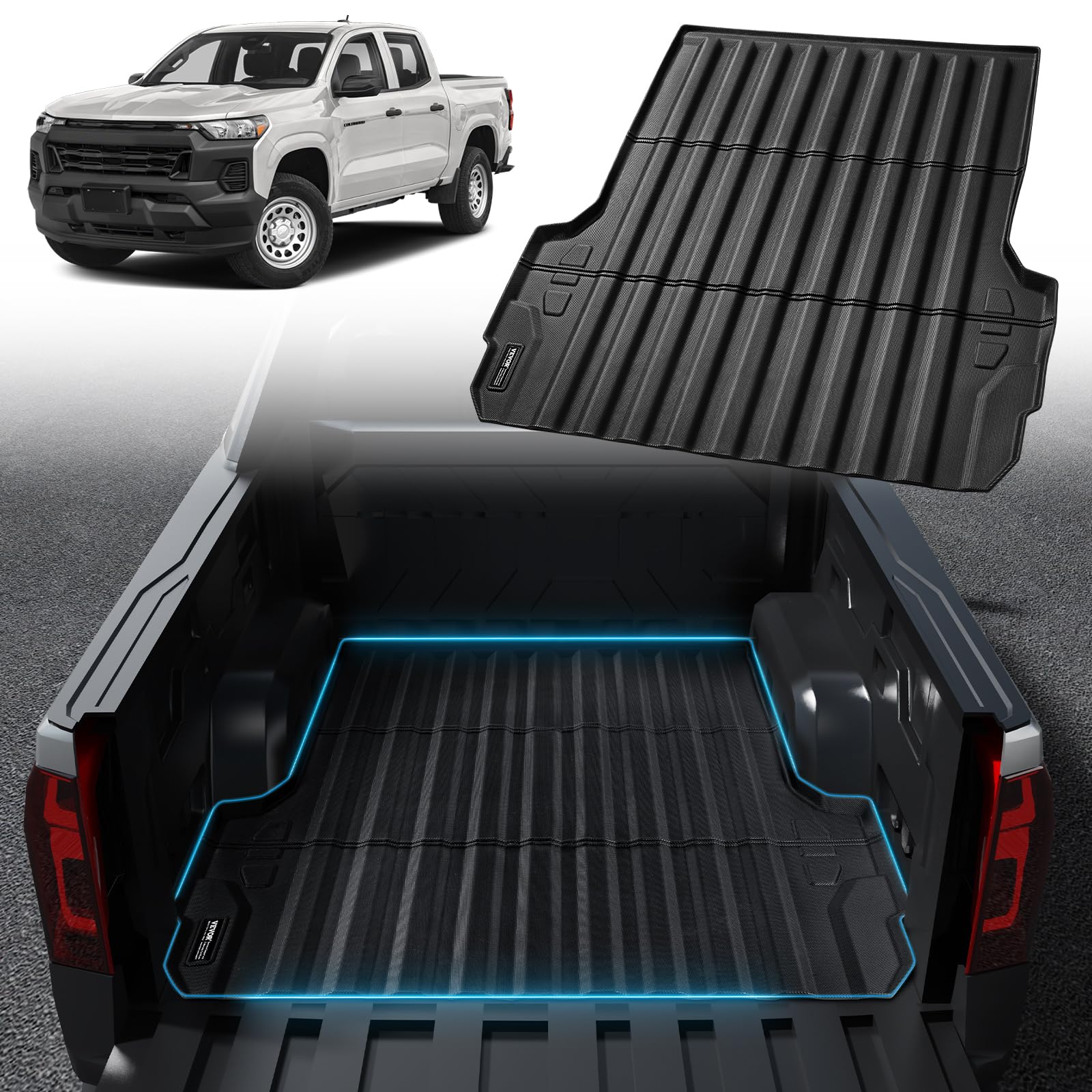 VEVOR Tappetino per Cassone di Camion, Compatibile con Chevrolet Colorado/GMC Canyon 2023-2024, Tappetino per Cassone Resistente per Cassoni da 152,4 cm per Protezione in Tutte Condizioni Atmosferiche