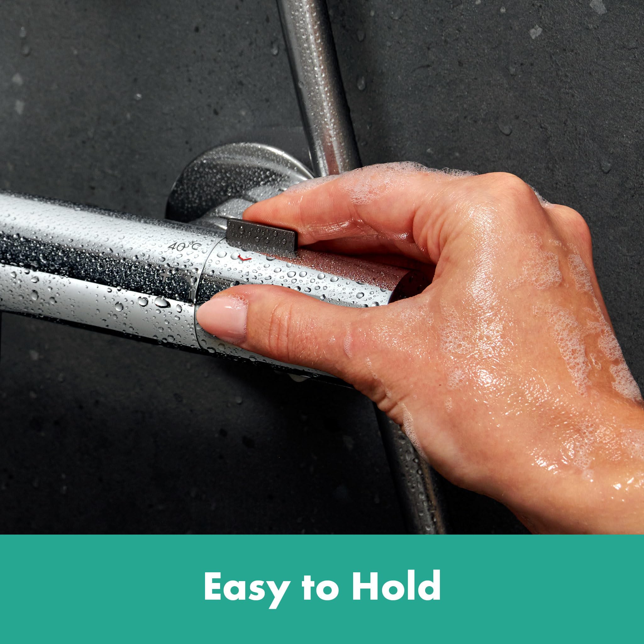 hansgrohe Ecostat Fine - Mitigeur de douche thermostatique avec EcoStop+, Robinet de douche apparent avec arrêt de sécurité (SafetyStop) à 40°C, Thermostat 1 sortie, Chromé, 13324000