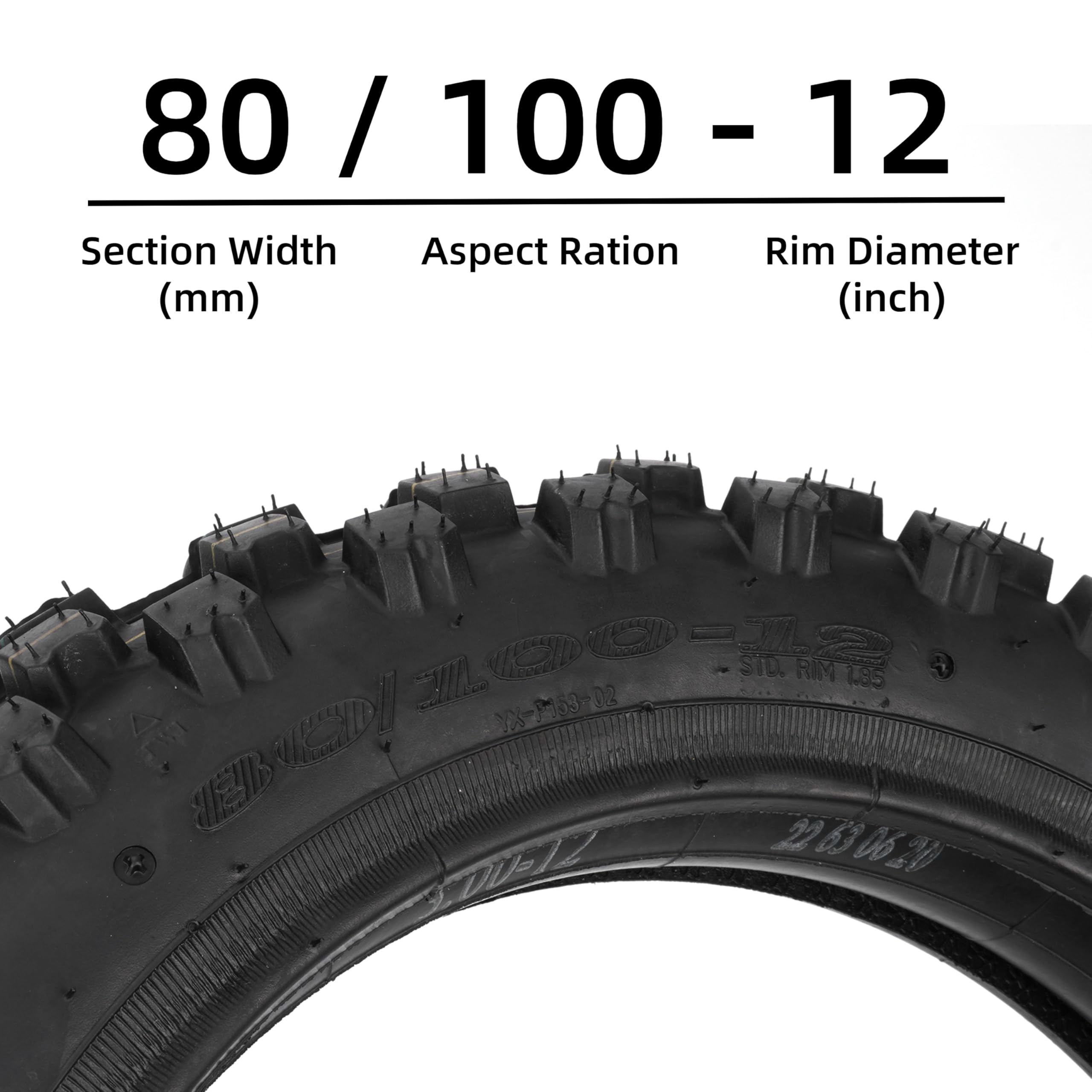 Dirt Bike Tire XIKOBY 12'' Wheel 80/100-12