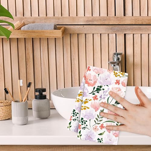 Miniatura 7 de JarThenaAMCS 100 hojas de papel de hojas de flores de acuarela, servilletas de baño de follaje floral, servilletas de baño desechables para