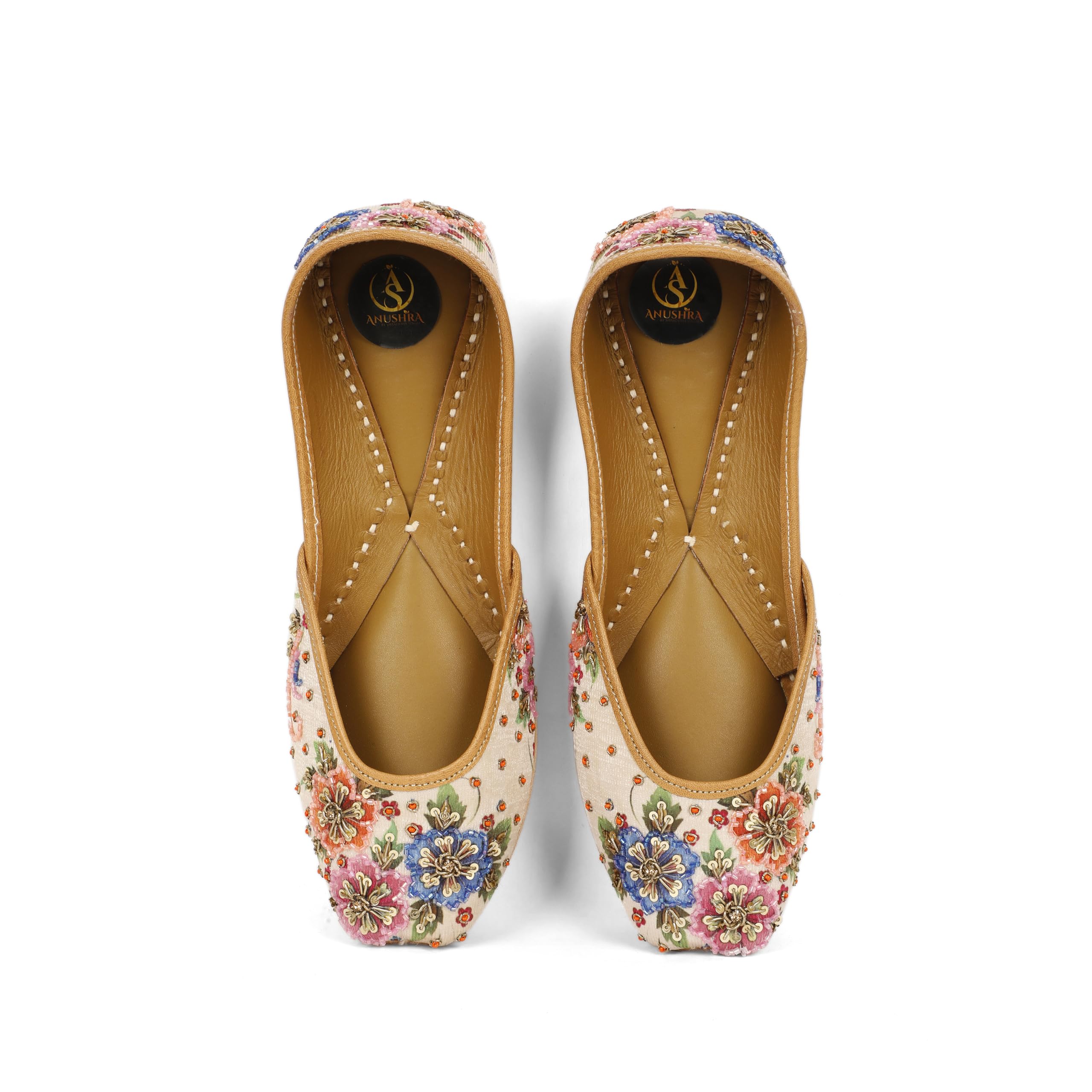 Nazakat Floral Jutti for Women, Handcrafted Multicolor Embroidered Ethnic Footwear, Leather, Festive-image-44