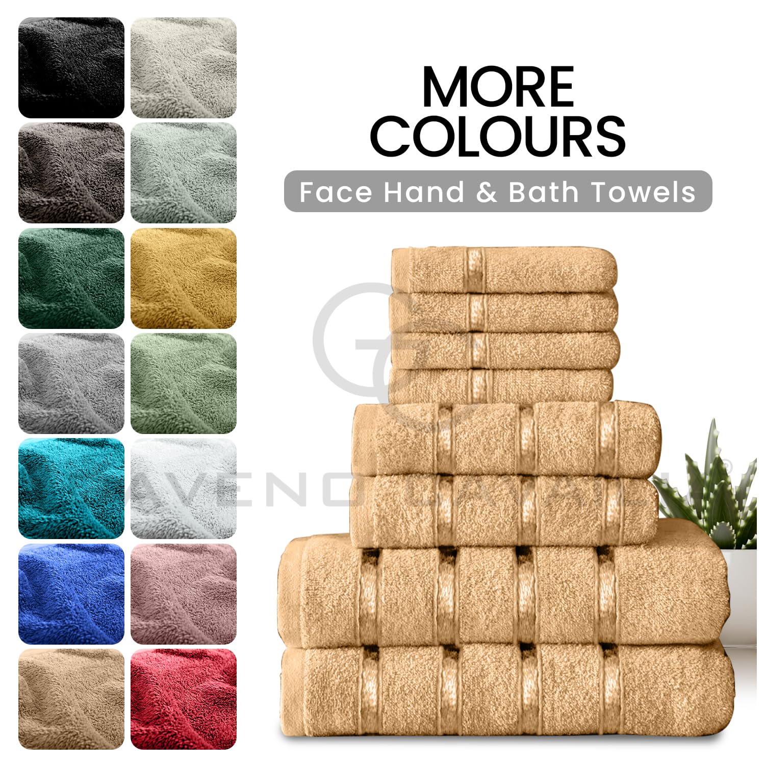 Lot 8 Serviettes Coton Égyptien 450g/m² - 4 Visage, 2 Mains, 2 Bain - Absorbantes, Séchage Rapide