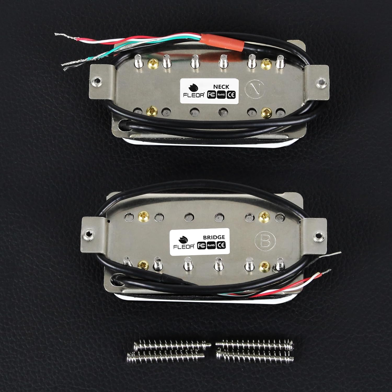 FLEOR Alnico 5 Guitar Pickup Double Coil Humbucker Pickups Neck and Bridge Set White