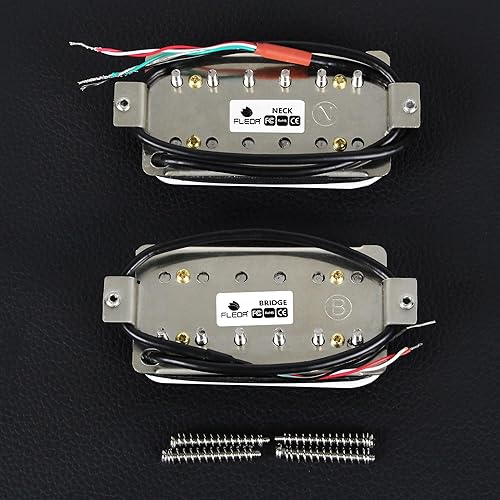 Miniatura 4 de FLEOR Alnico 5 - Pastillas de guitarra de alta potencia para cuello y puente de doble bobina, color blanco