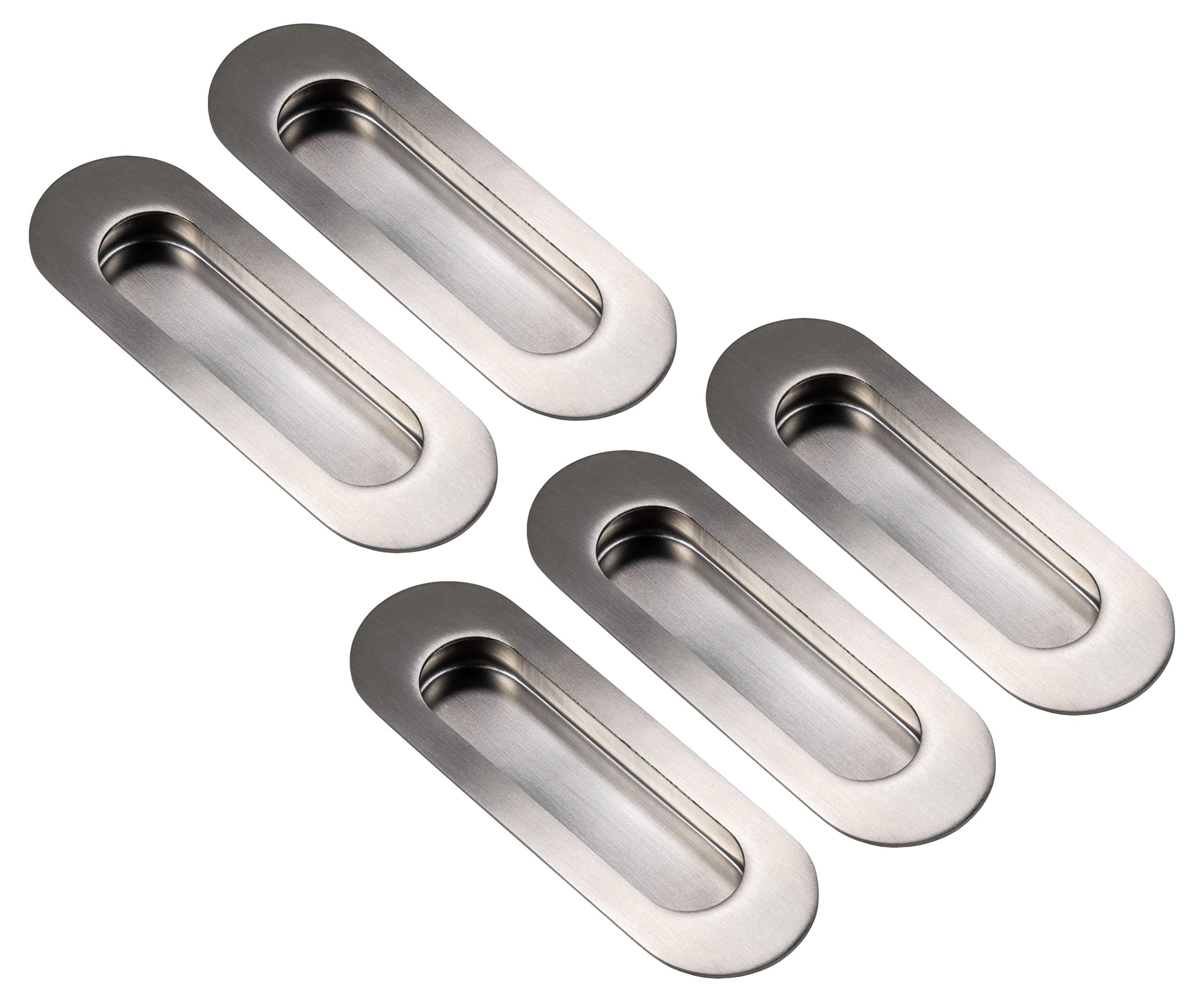 Poignée de porte coulissante Gedotec en acier inoxydable brossé mat 120x40mm lot de 5