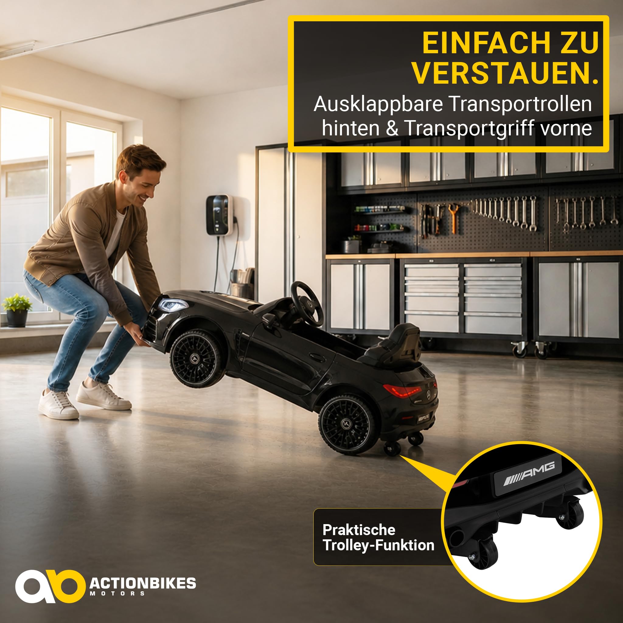 Actionbikes Motors Kinder Elektroauto Mercedes AMG CLE 53 | 2,4 Ghz Fernbedienung - Lizenziert - Spielzeugauto - Kinderauto elektrisch - Elektrofahrzeuge - Elektro Auto für Kinder ab 3 Jahre (Schwarz)