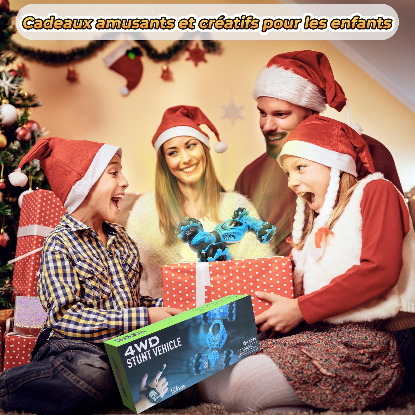 Pristar Voiture telecommandé avec la Main Voiture Telecommandé Tout Terrain, 4x4 Voiture Télécommandée Enfant, 2.4Ghz RC Drift Auto Voiture Radiocommandée, Cadeaux pour la journée des Enfants