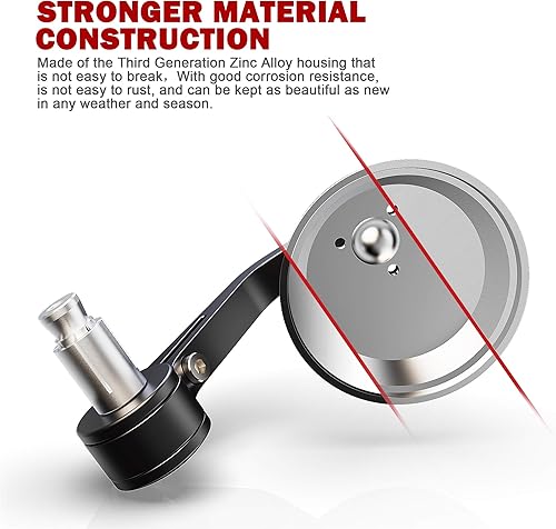 Miniatura 6 de MZS Espejos de extremo de barra, espejo retrovisor para motocicleta, 7/8, hueco, 3 pulgadas, lado redondo, negro, compatible con E-bike Cruiser