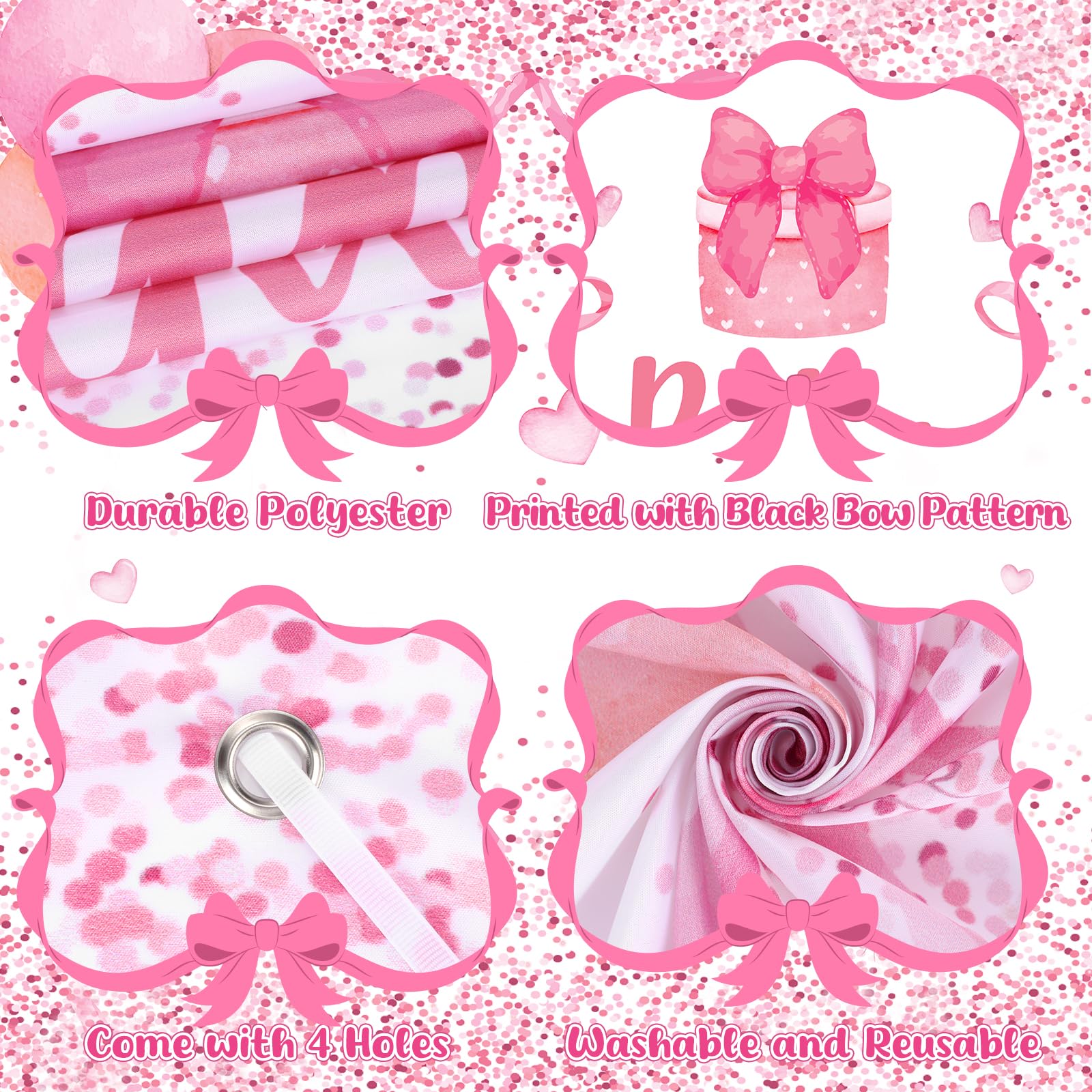 Decoración de pancarta de bienvenida a casa para bebé, decoración de baby shower, diseño de lazo rosa, decoración de coqueta, cubierta de puerta de bebé, telón de fondo para niñas, revelación de