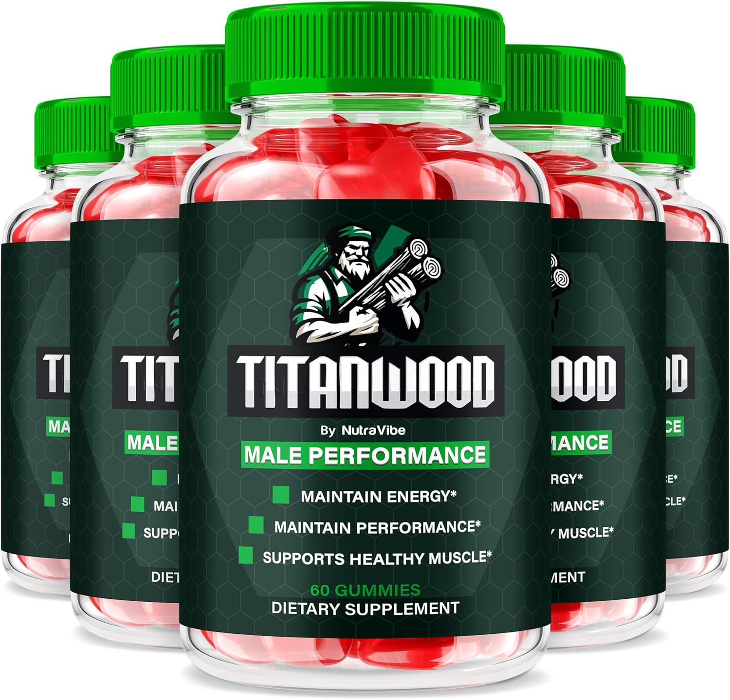 (5 Pack) Titan Wood Gummies – Powerful Formula for Energy, Stamina, Drive & Daily Performance Support | Great-Tasting TitanWood Gummys with Natural Ingredients, 150 Day Supply (300 Gummies)