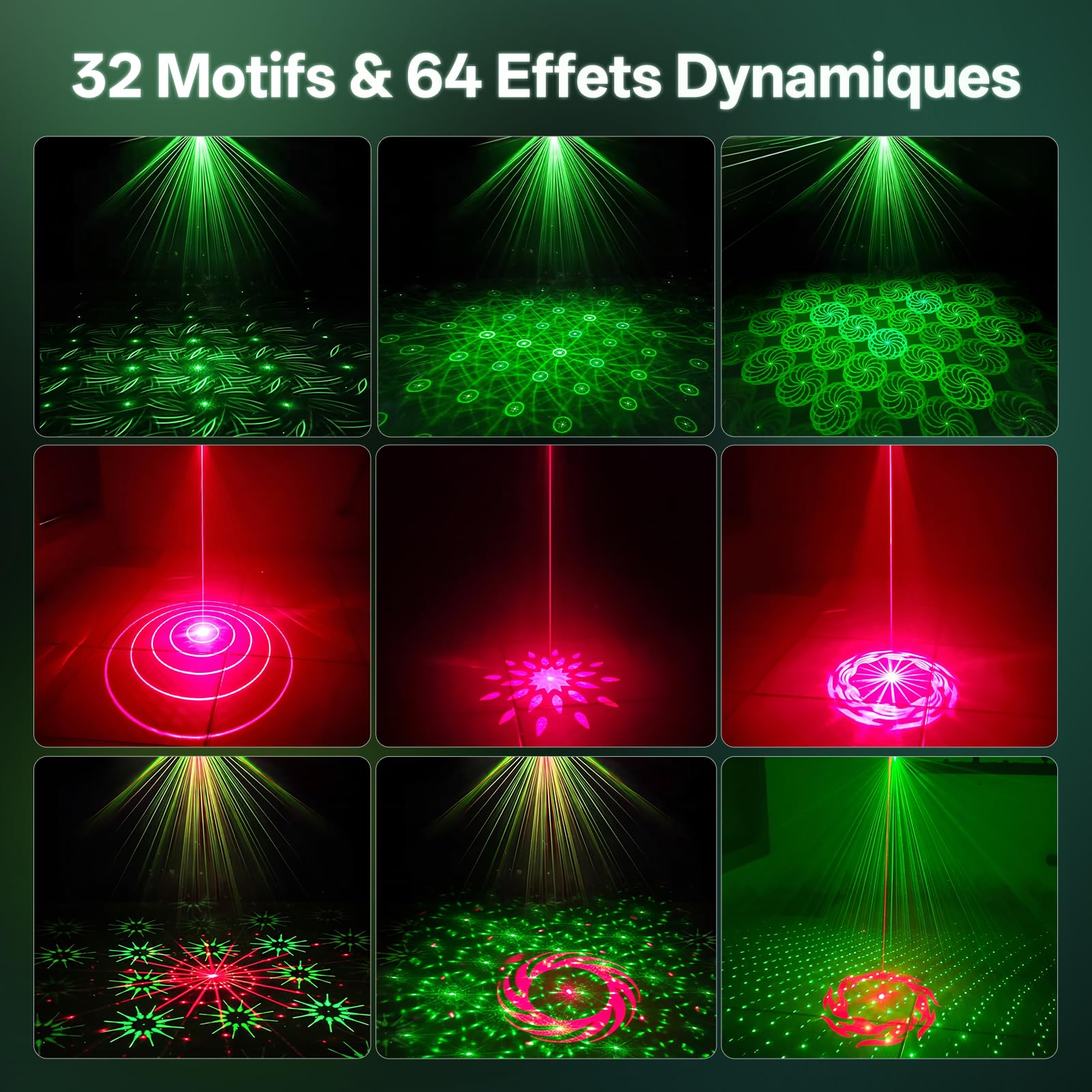 4PCS Mini Luci Discoteca Batteria, R/G Luce di Scena Controllate dalla Musica con 64 Effetti Luminosi Dinamici, Ricarica Type-C, Luci Festa per DJ Bar Club Halloween Matrimoni Natale