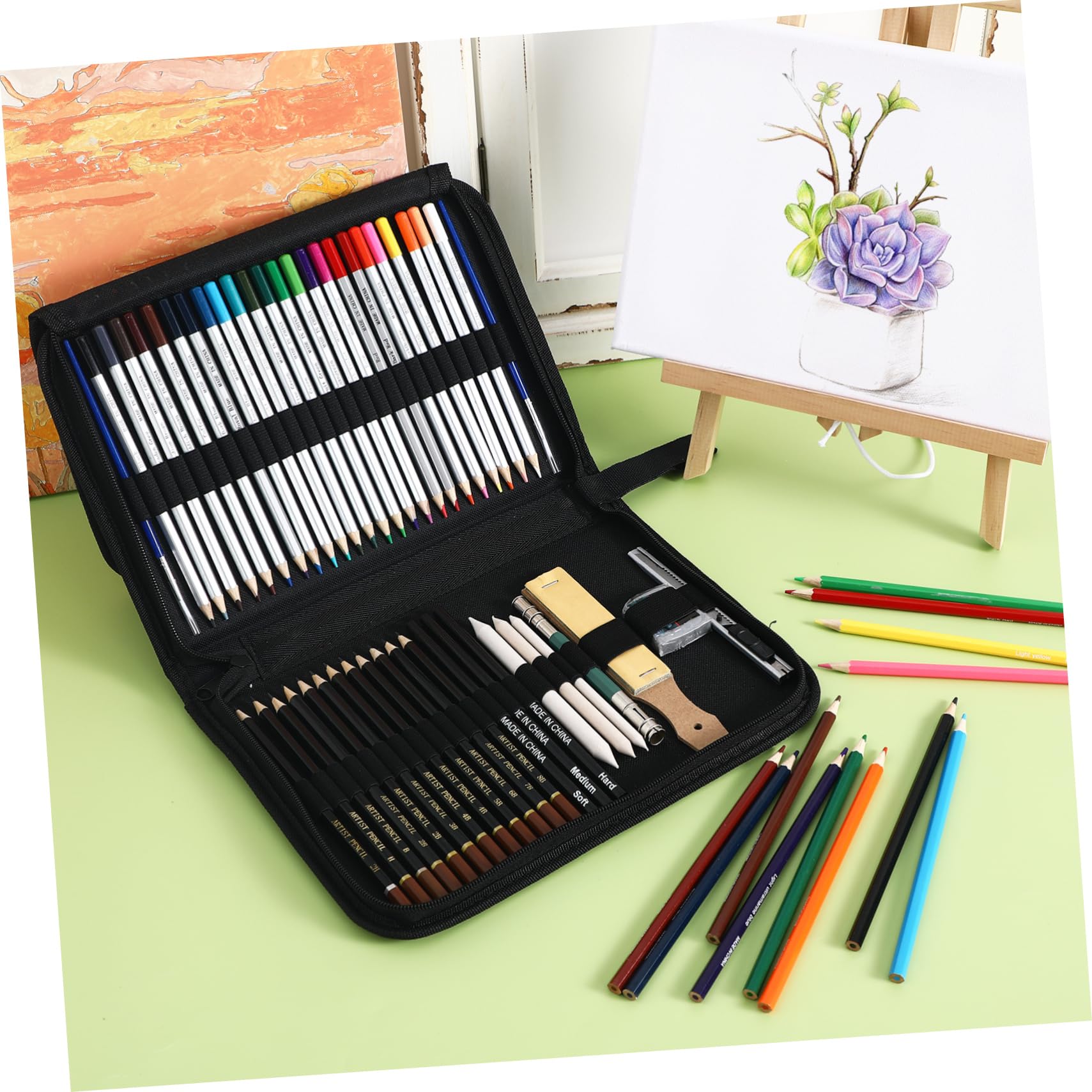 Lurrose 1satz Aquarellstifte Wasserlösliche Buntstifte Künstler Farbstifte Zeichnen Zubehör Mit Tragetasche Teiliges Für Schattierungen Und Maltechniken