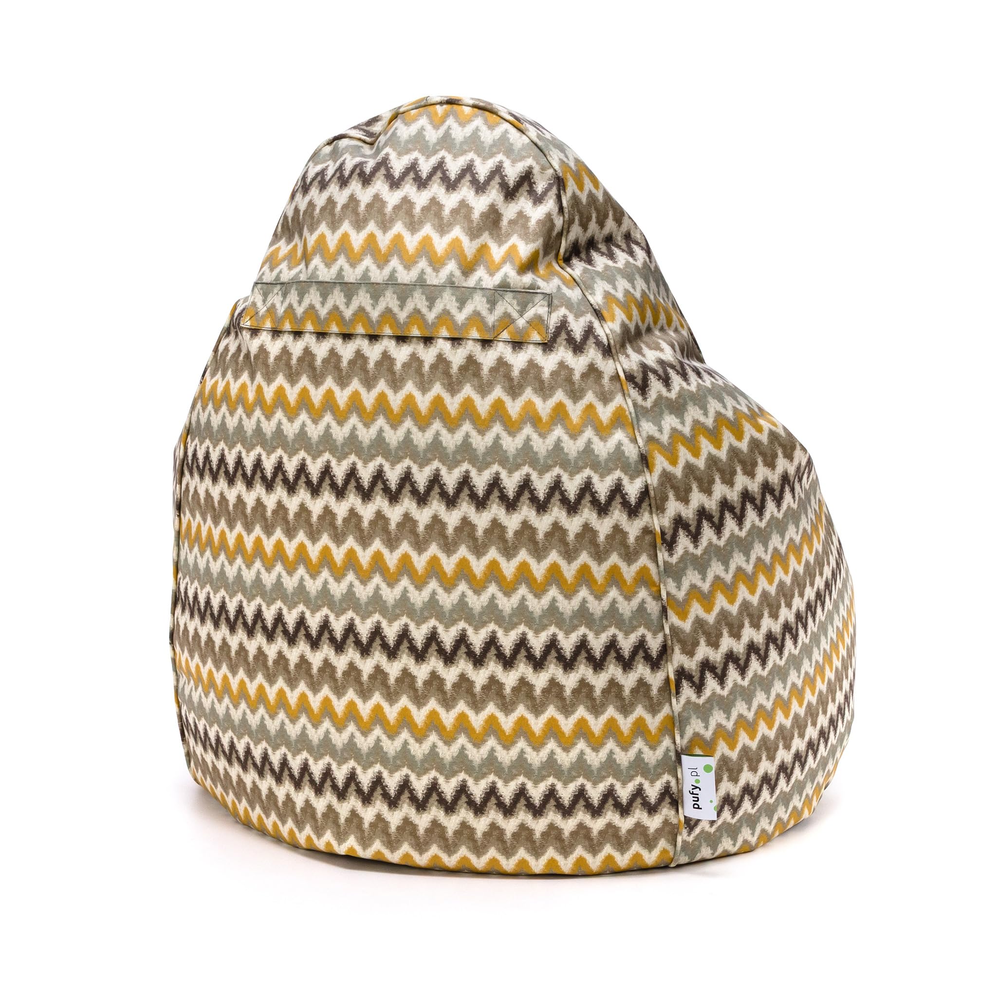 Ecopuf - Bean Bag - Sitzsack mit Füllung - Sitzsack Outdoor & Indoor, Bean Bag Chair mit Wasserabweisender Stoff, Zickzack Muster, 80(B) x 80(L) x 110 (H) cm, 2 kg, Fuzzy Outdoor Gelb