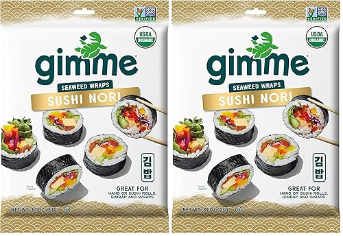 gimMe Organic Roasted Seaweed - Restaurant-style Sushi Nori Sheets -