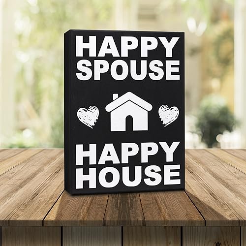 Miniatura 6 de JennyGems Cartel de Happy Spouse Happy House, regalos divertidos de boda, regalos para parejas, letreros de matrimonio, decoración para parejas,
